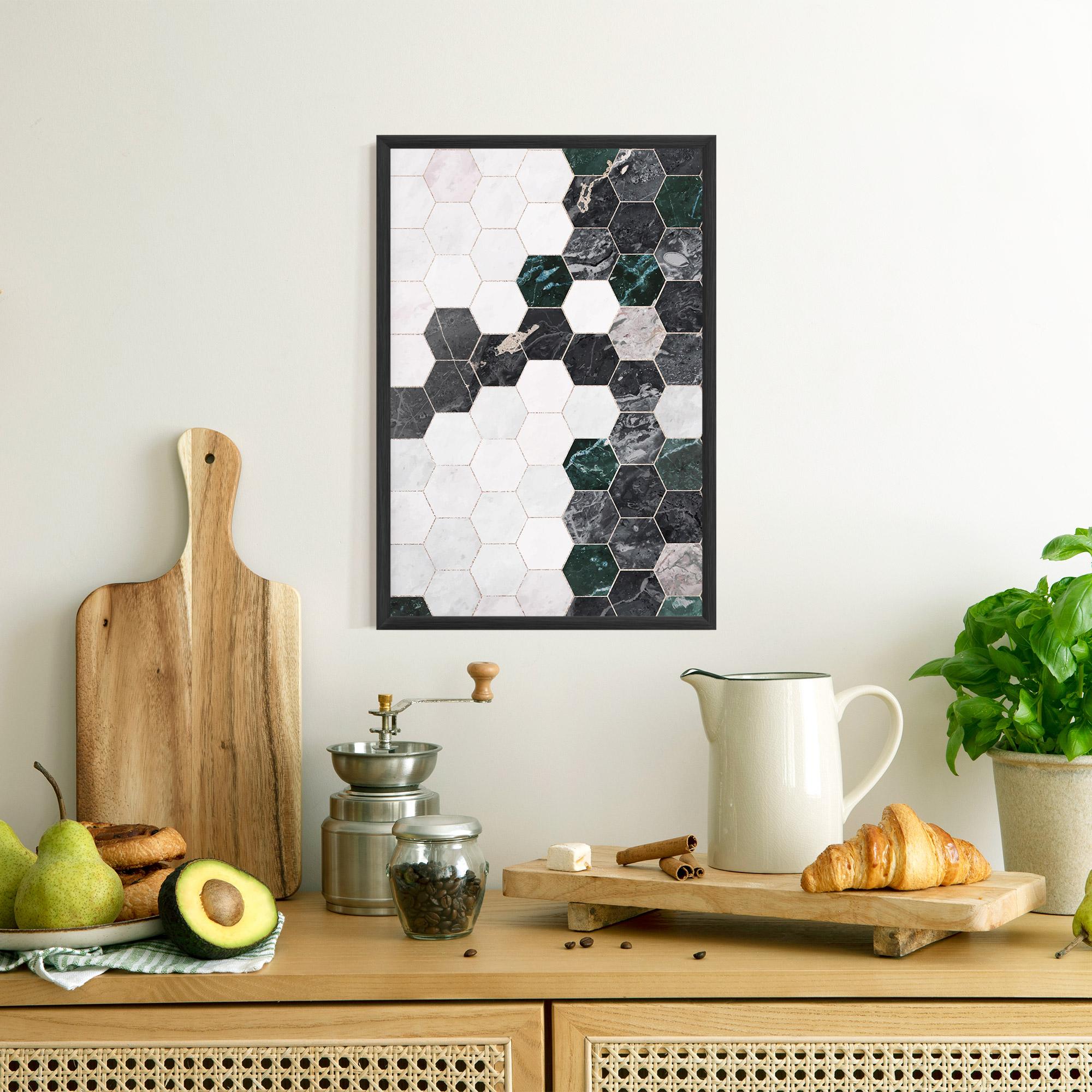 Gerahmte Poster Green Hexagon mockup 8