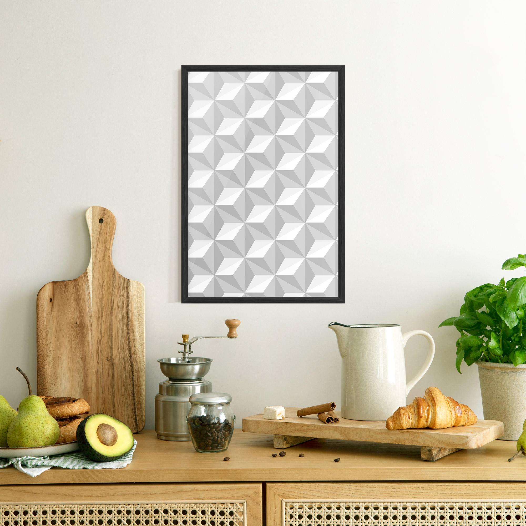 Gerahmte Poster White Triangle Pattern mockup 8