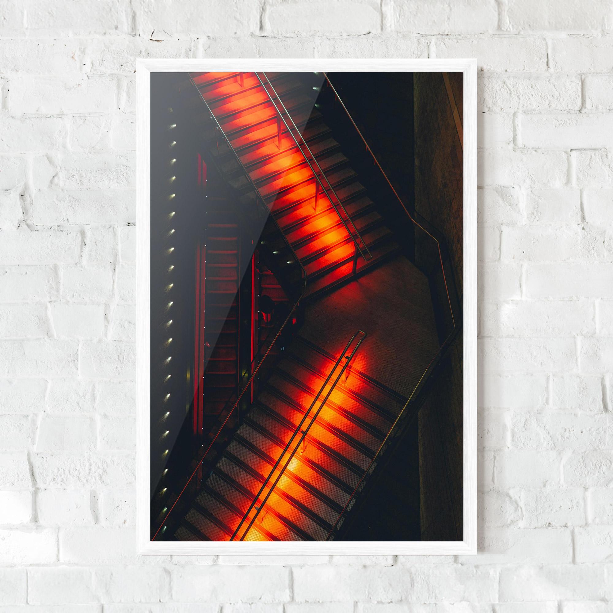 Gerahmte Poster Orange Light Stairs mockup 0