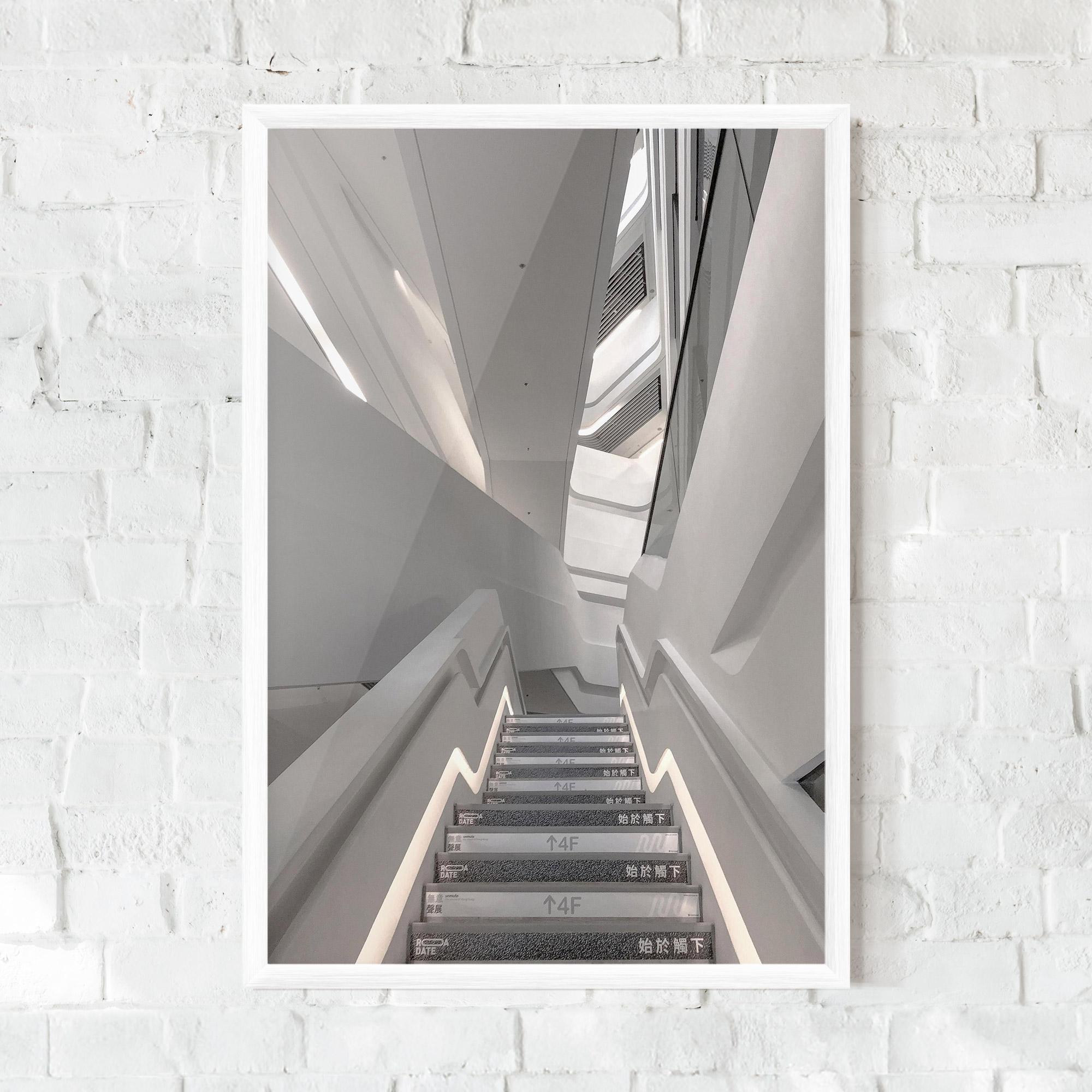 Gerahmte Poster White Line Stairs mockup 0