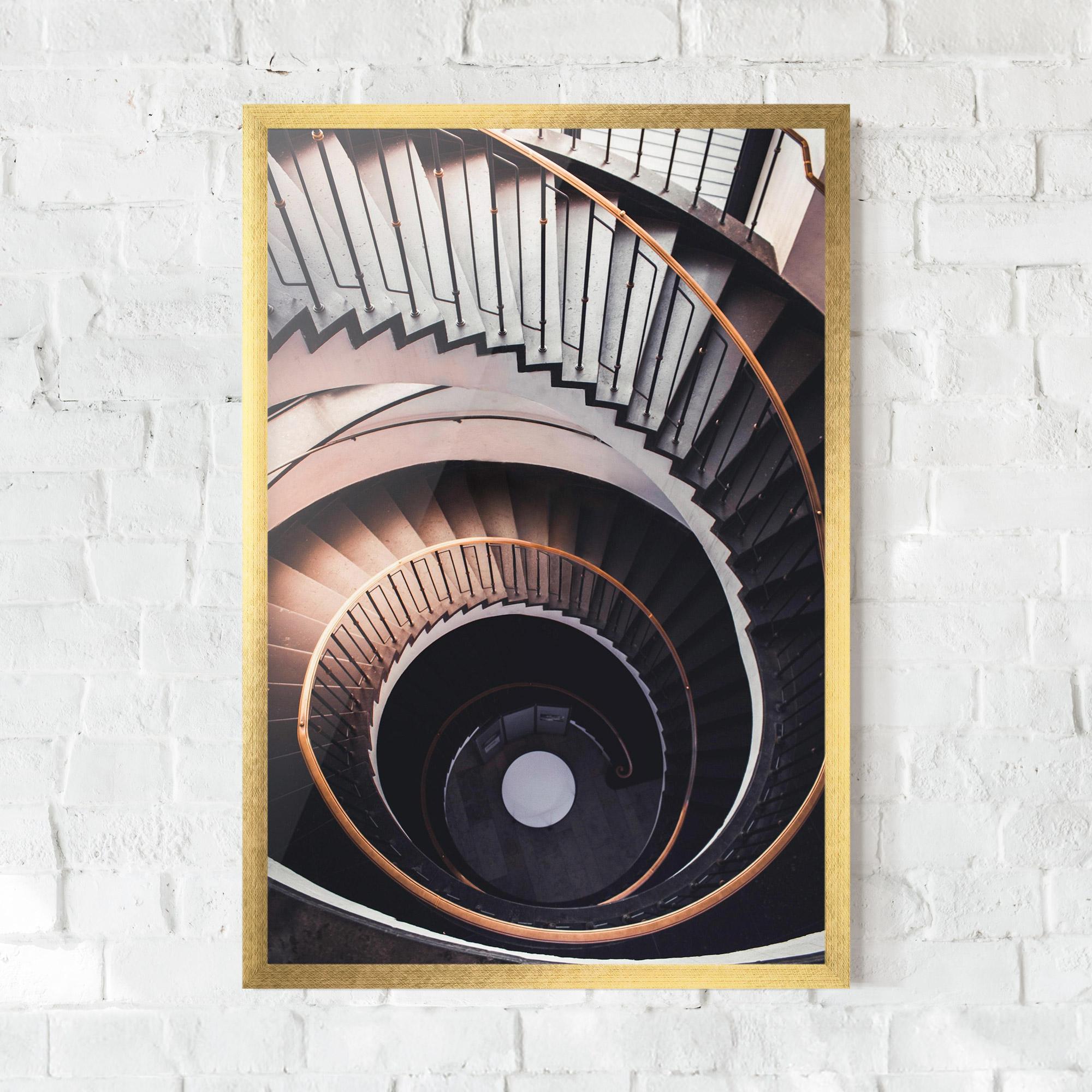 Gerahmte Poster Grey Stairs Spiral mockup 0