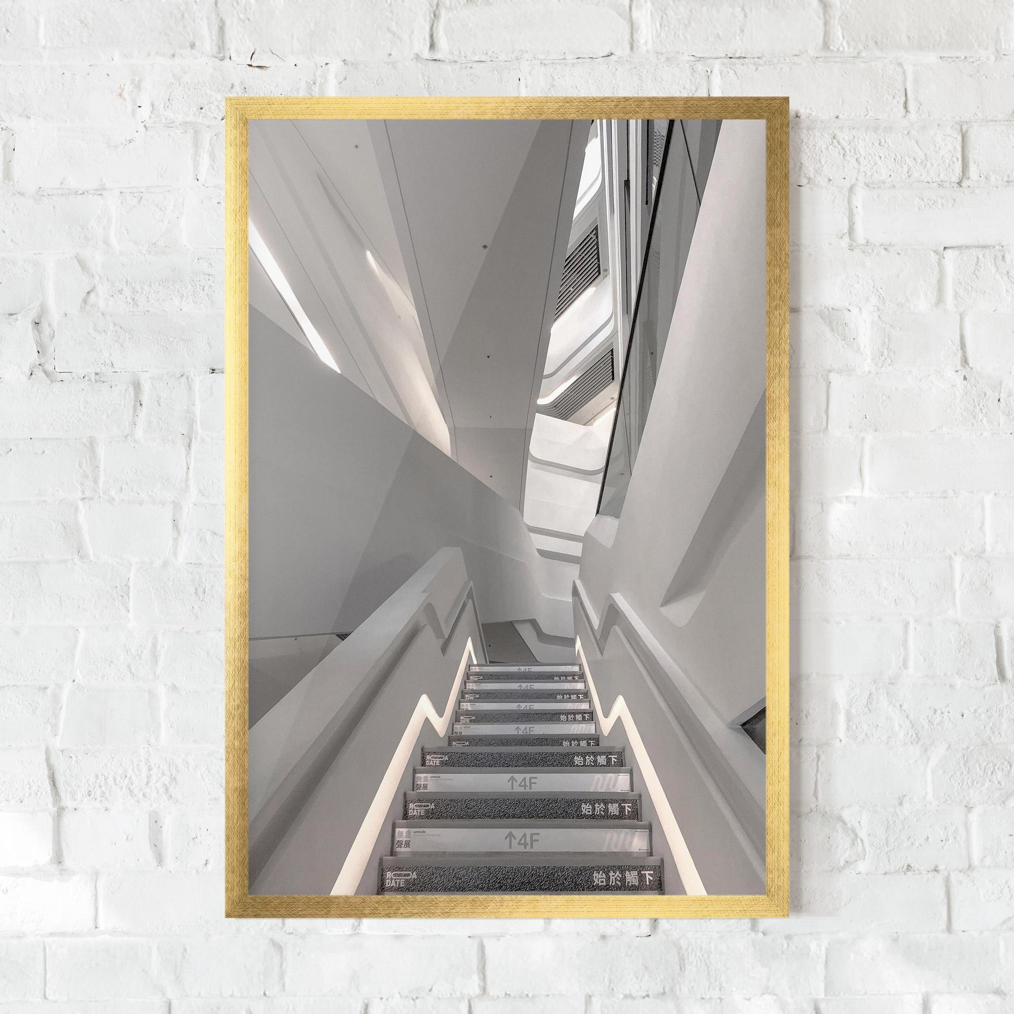 Gerahmte Poster White Line Stairs mockup 0