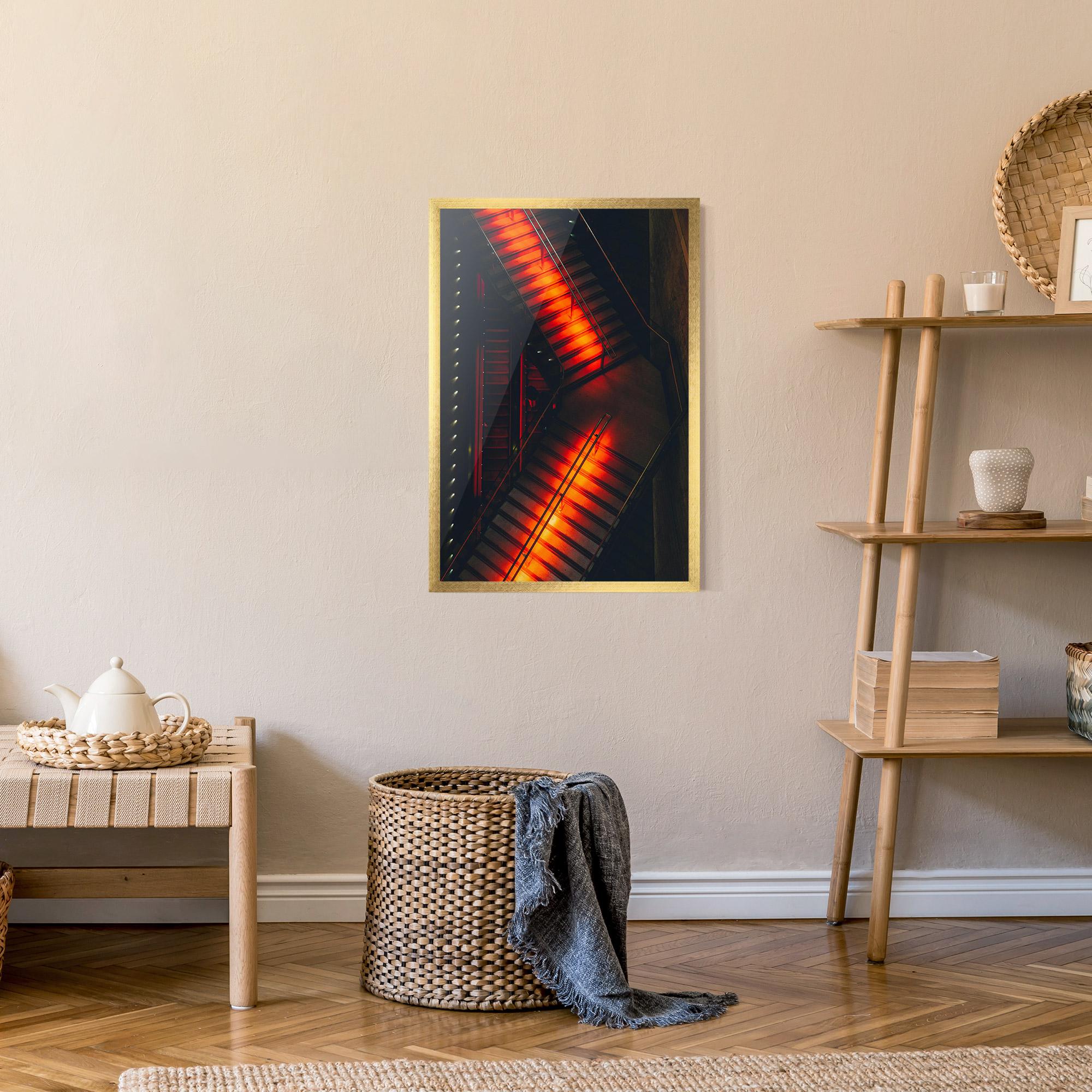 Gerahmte Poster Orange Light Stairs mockup 9