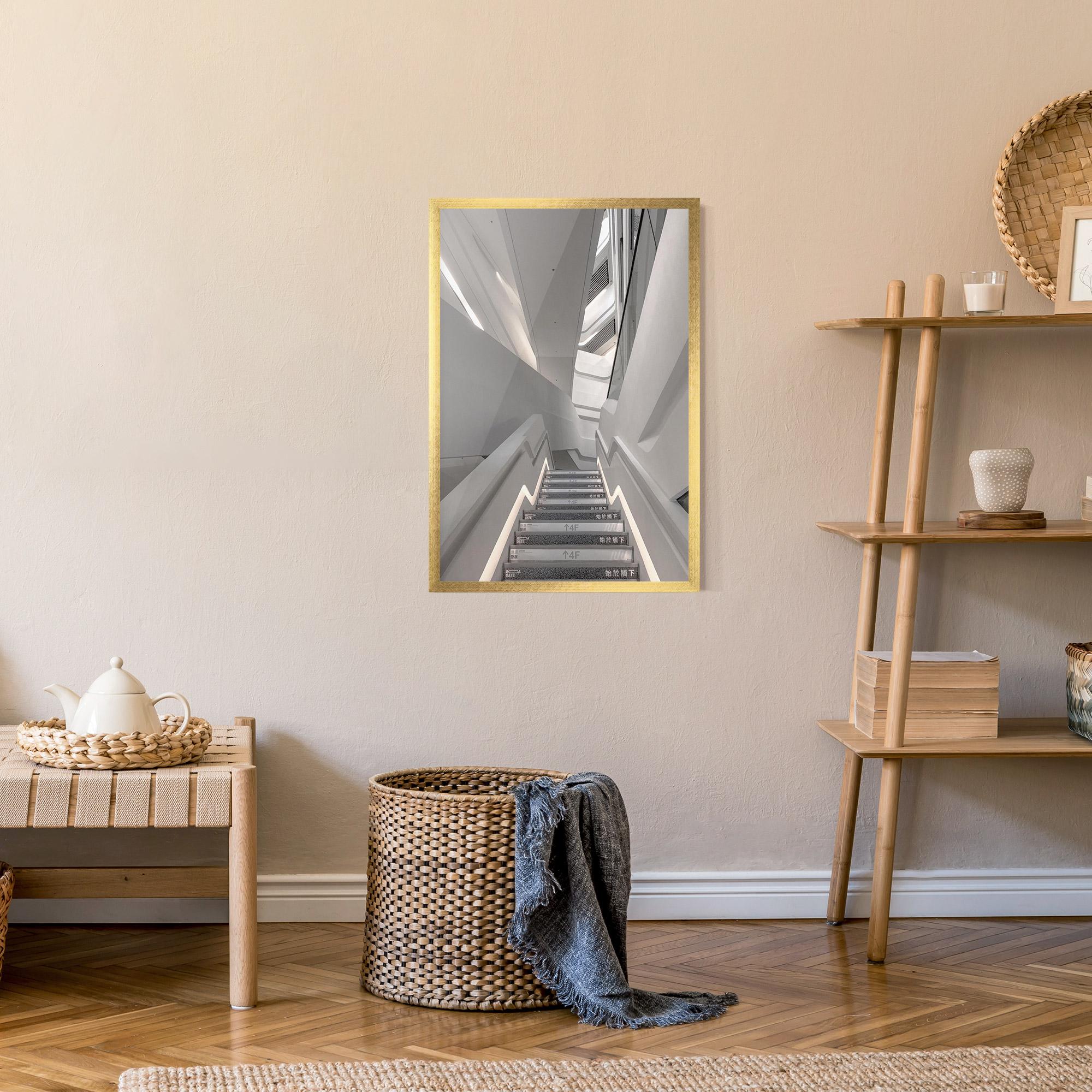 Gerahmte Poster White Line Stairs mockup 9