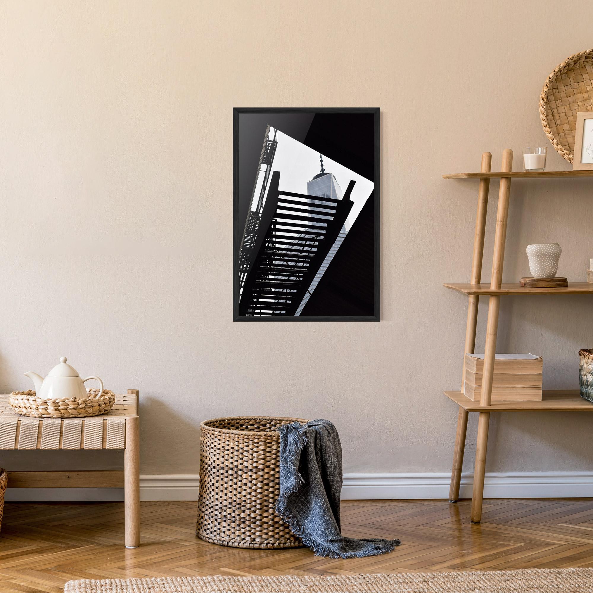 Gerahmte Poster Black Stairs Floating mockup 9