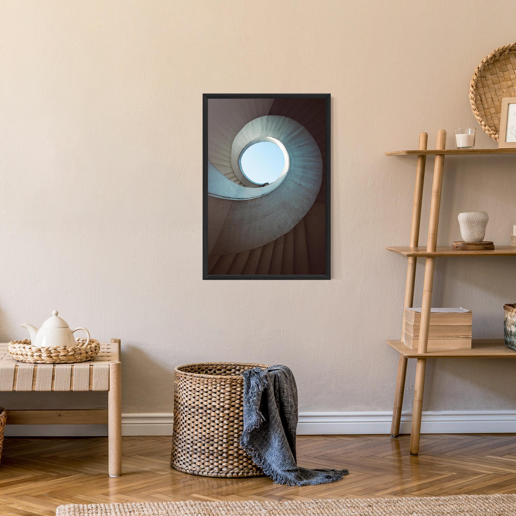 Gerahmte Poster Spiral Cream Stairs mockup 9