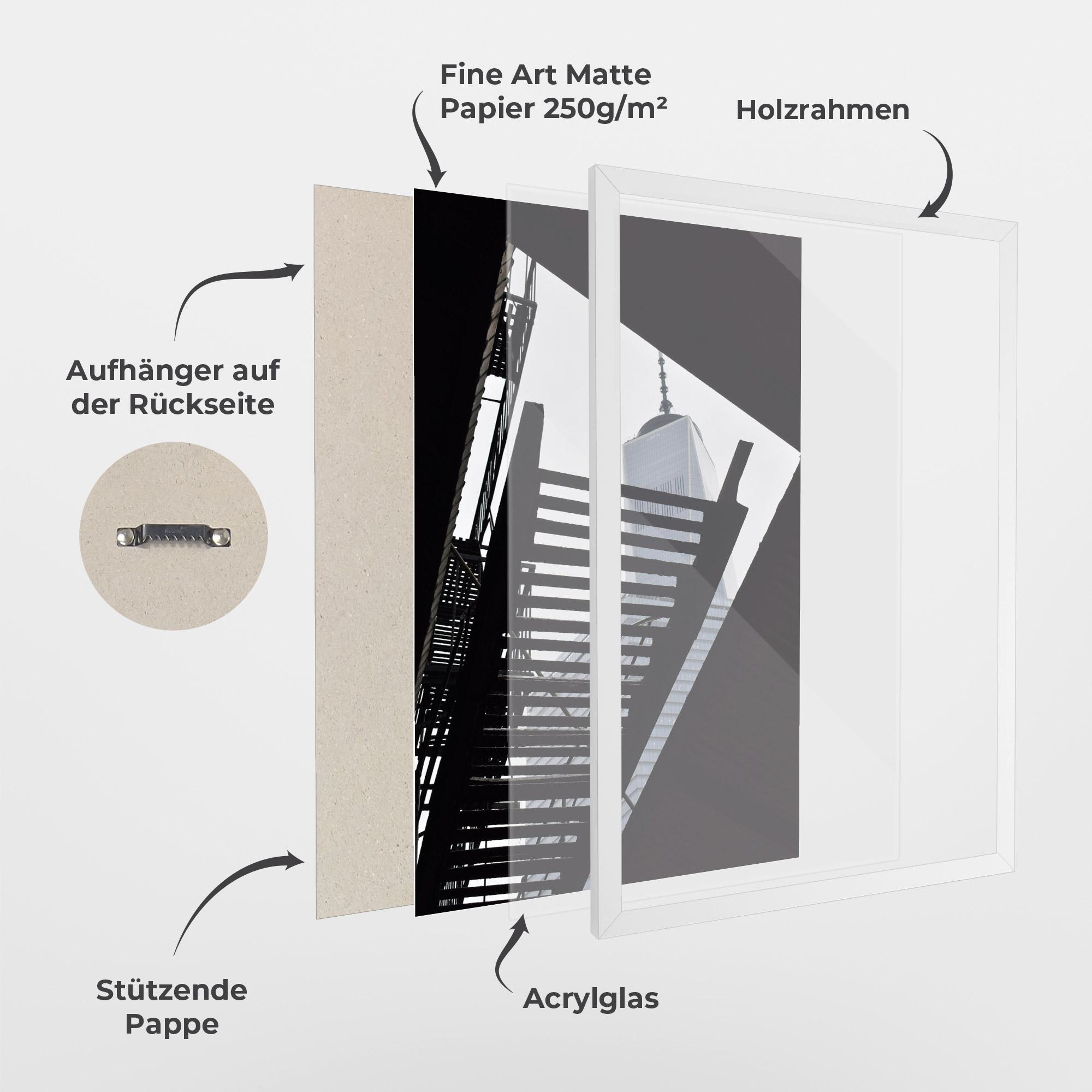 Gerahmte Poster Black Stairs Floating mockup 1