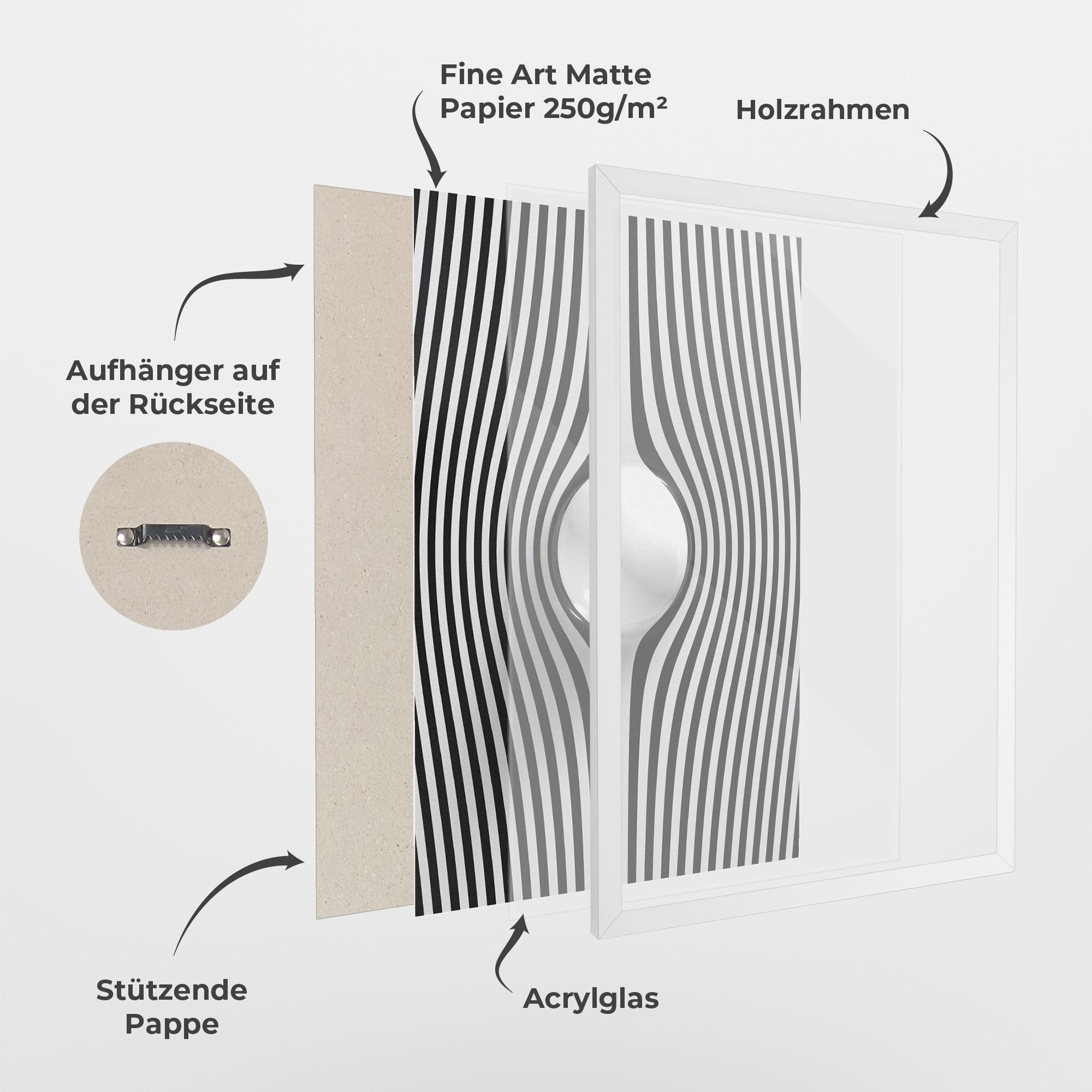 Gerahmte Poster White Ball Lines mockup 1