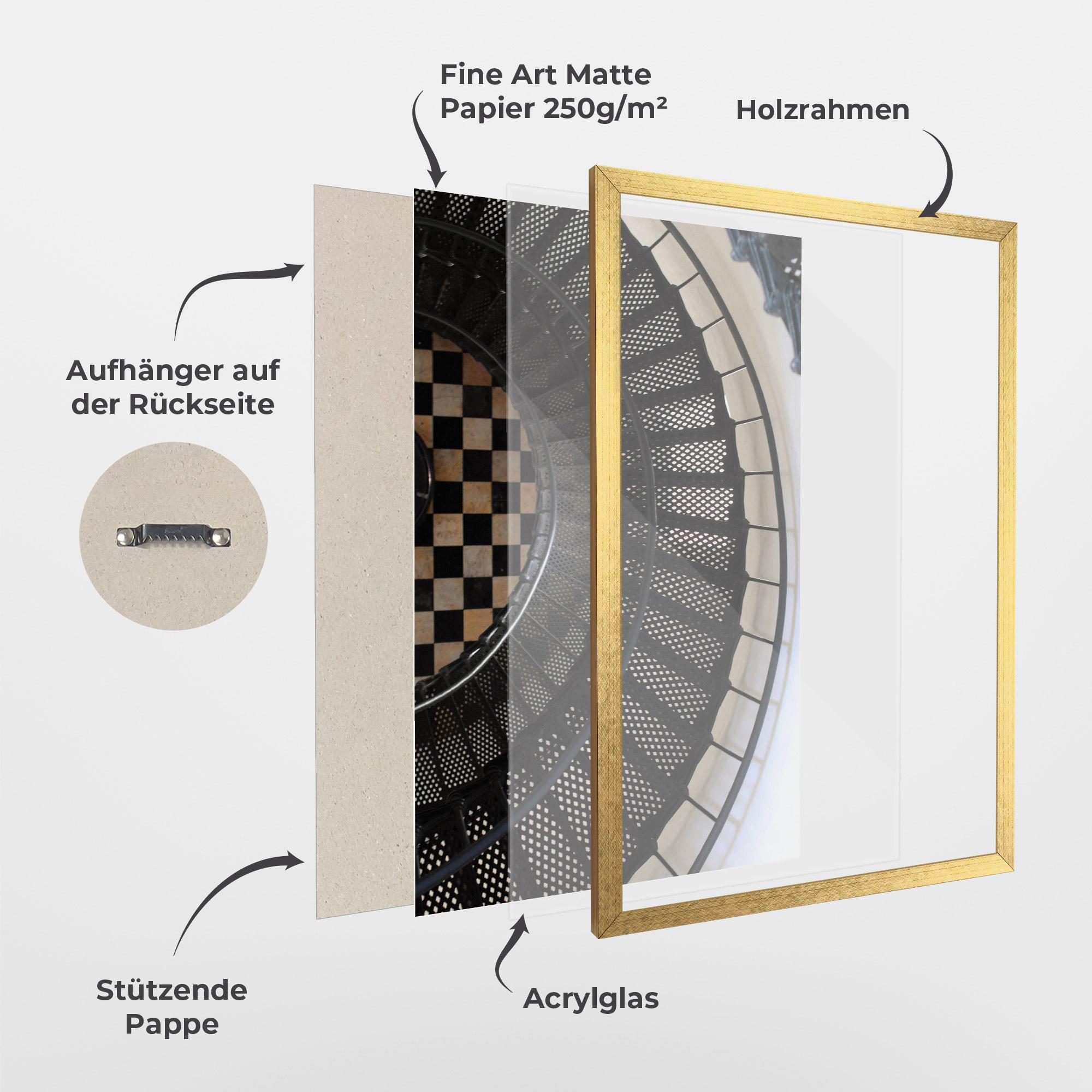 Gerahmte Poster Beautiful Black Stairs mockup 1