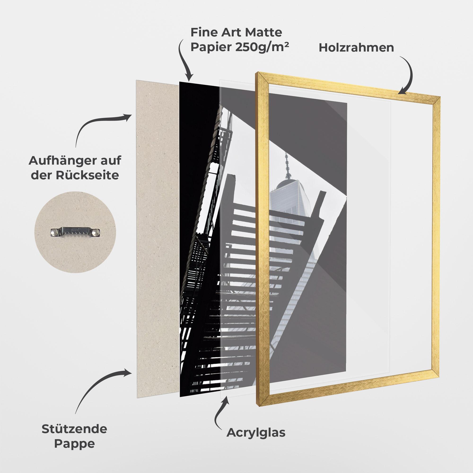 Gerahmte Poster Black Stairs Floating mockup 1