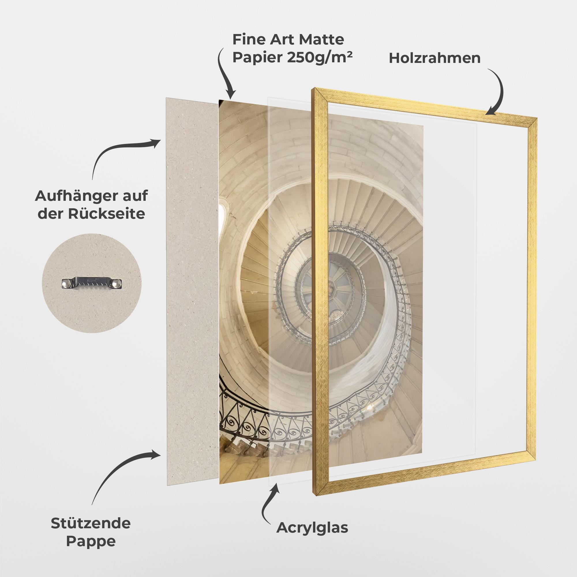 Gerahmte Poster Cream Down Stairs mockup 1