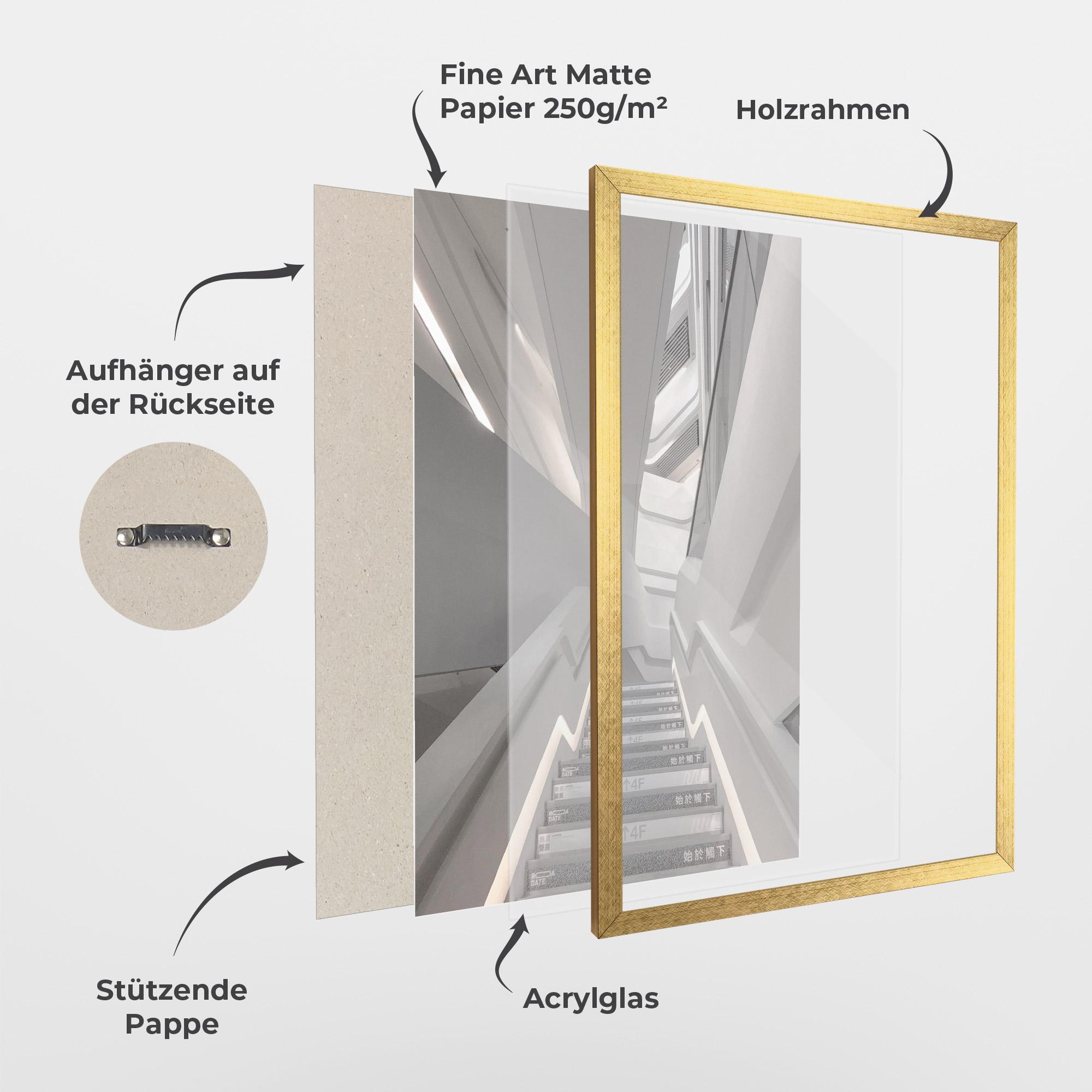 Gerahmte Poster White Line Stairs mockup 1