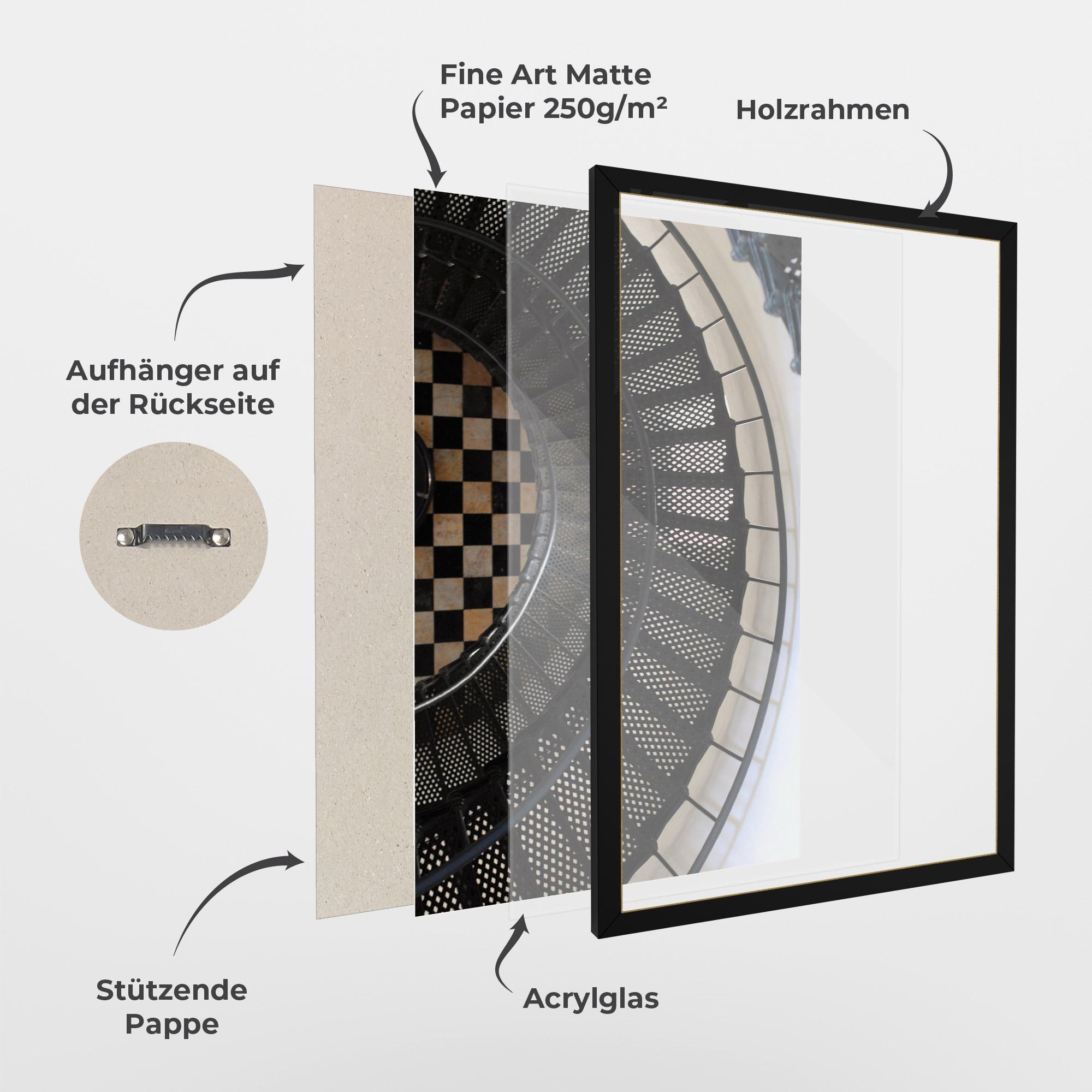 Gerahmte Poster Beautiful Black Stairs mockup 1