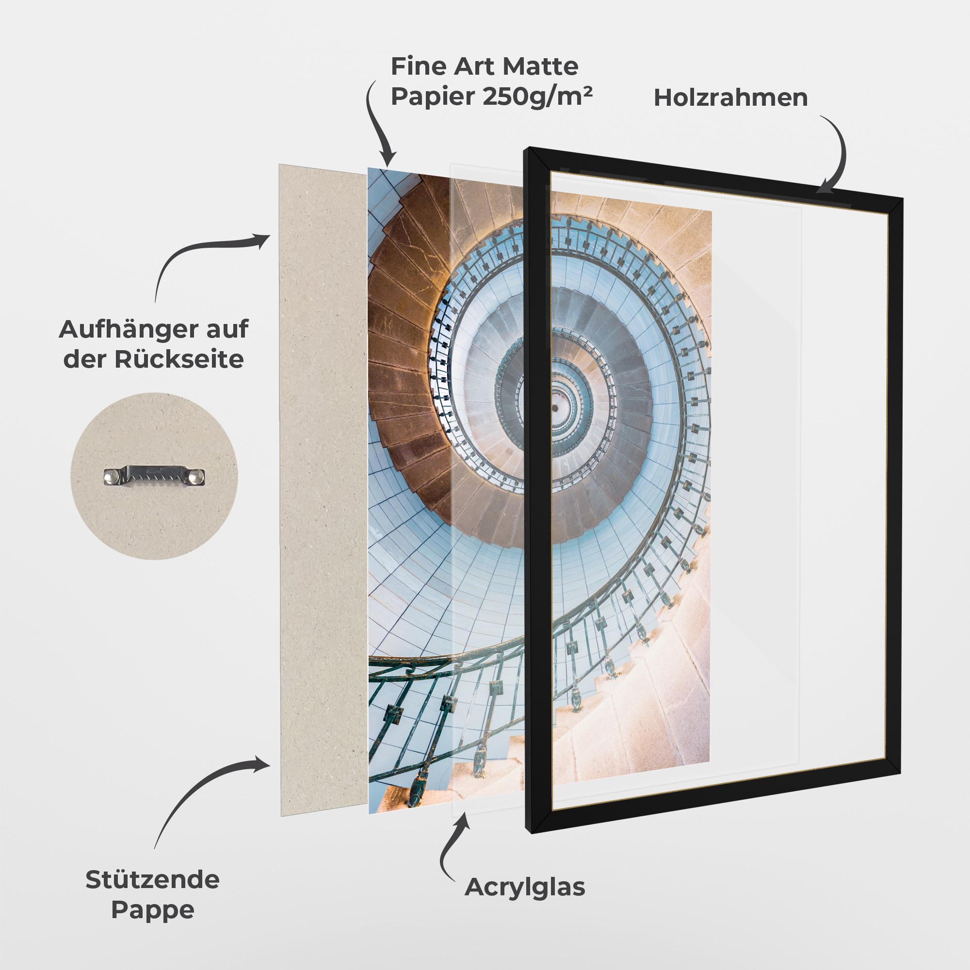 Gerahmte Poster Blue Opaline Stairs mockup 1