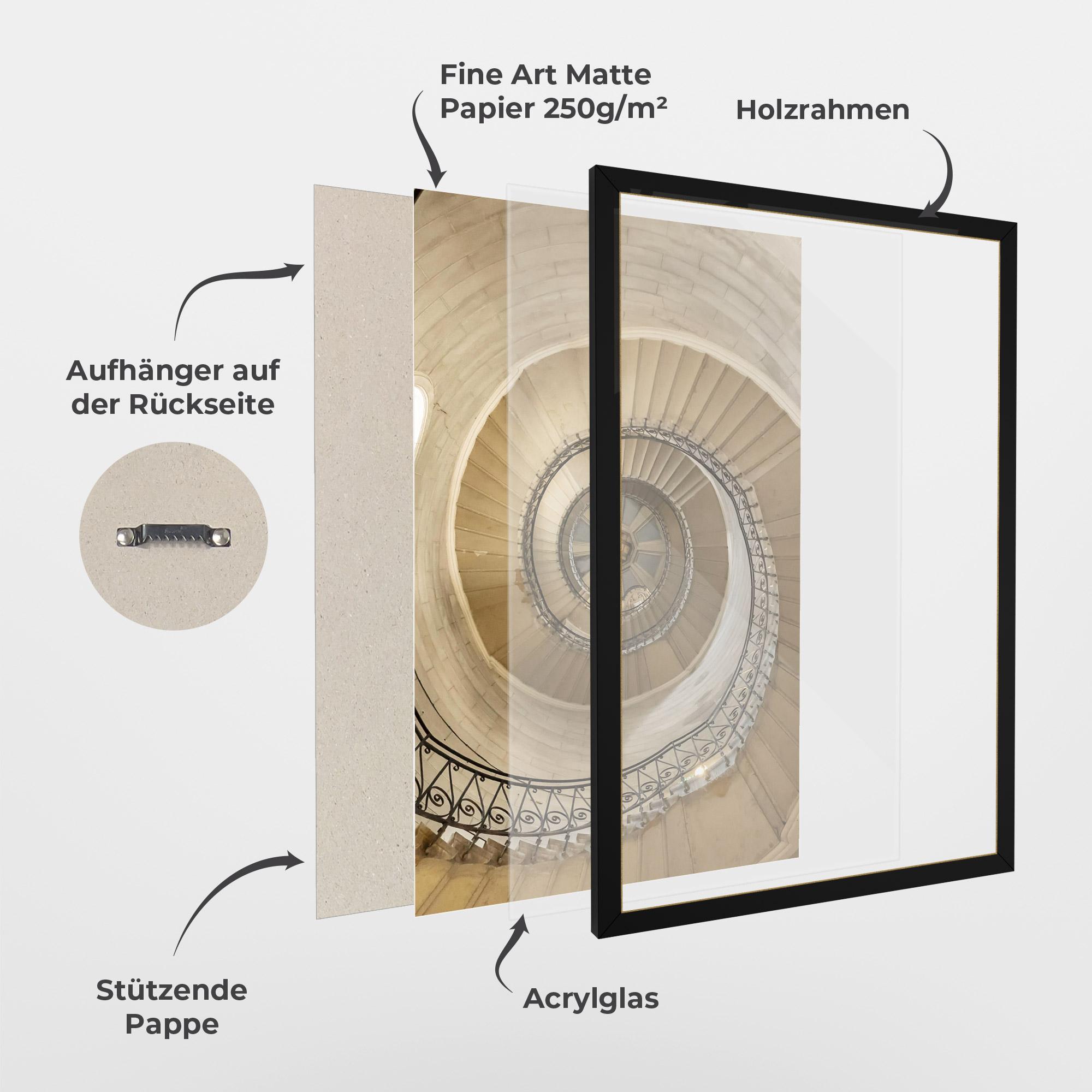 Gerahmte Poster Cream Down Stairs mockup 1