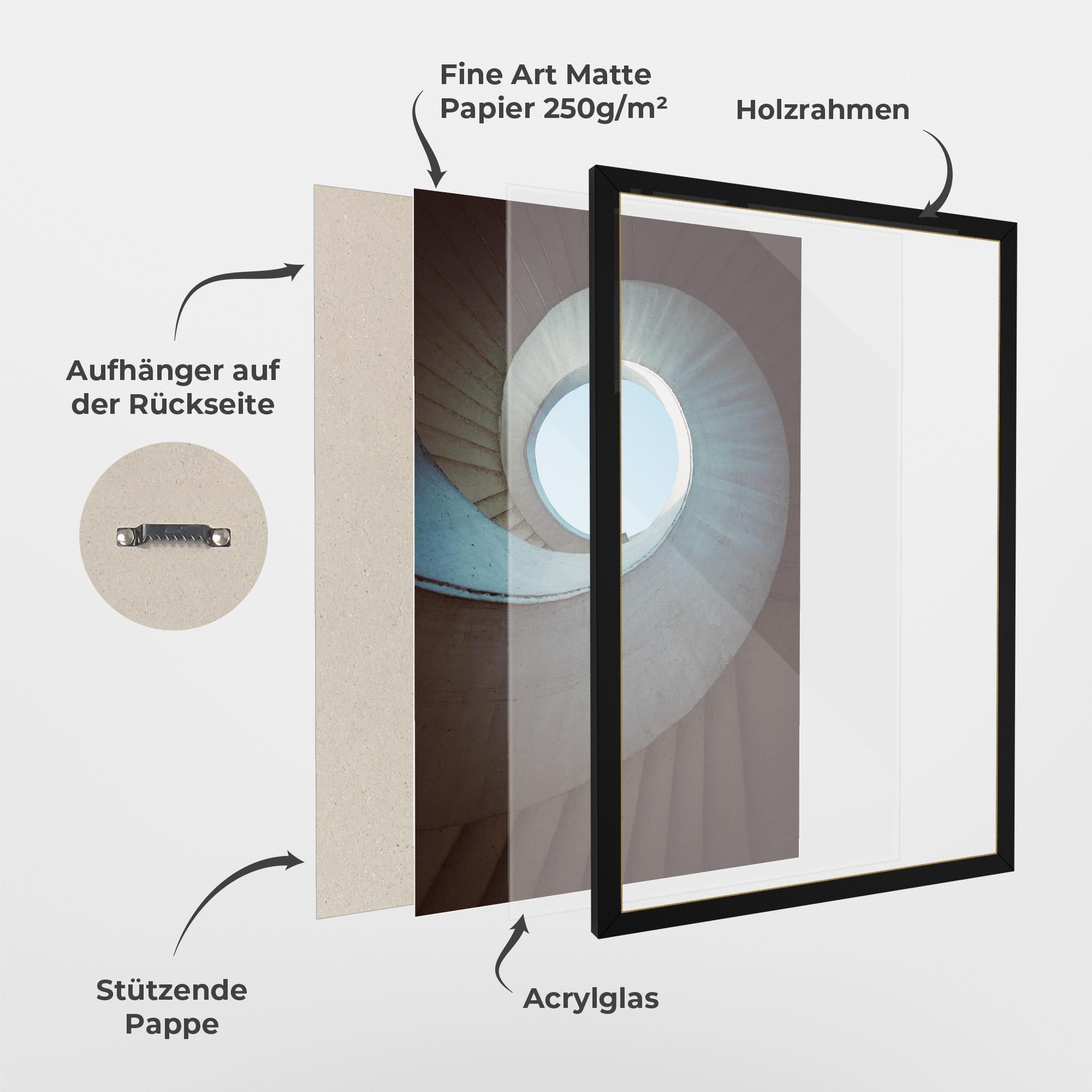Gerahmte Poster Spiral Cream Stairs mockup 1