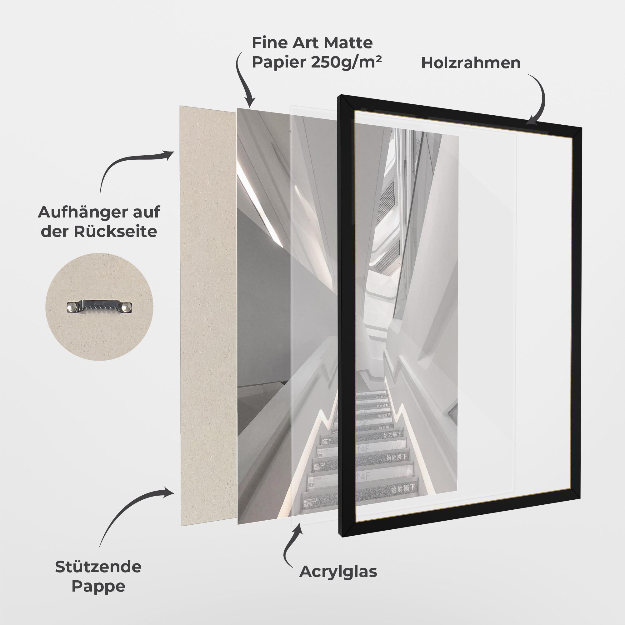 Gerahmte Poster White Line Stairs mockup 1