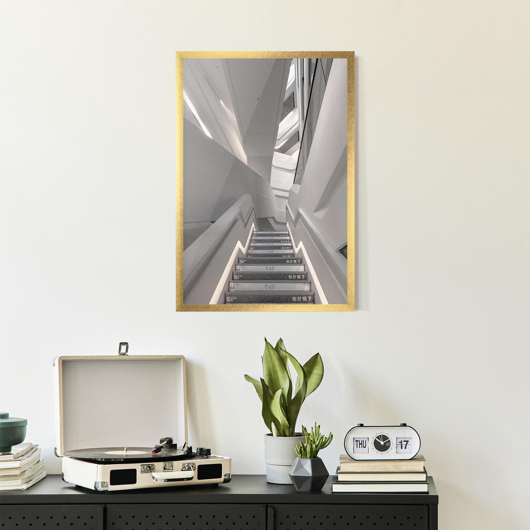 Gerahmte Poster White Line Stairs mockup 2