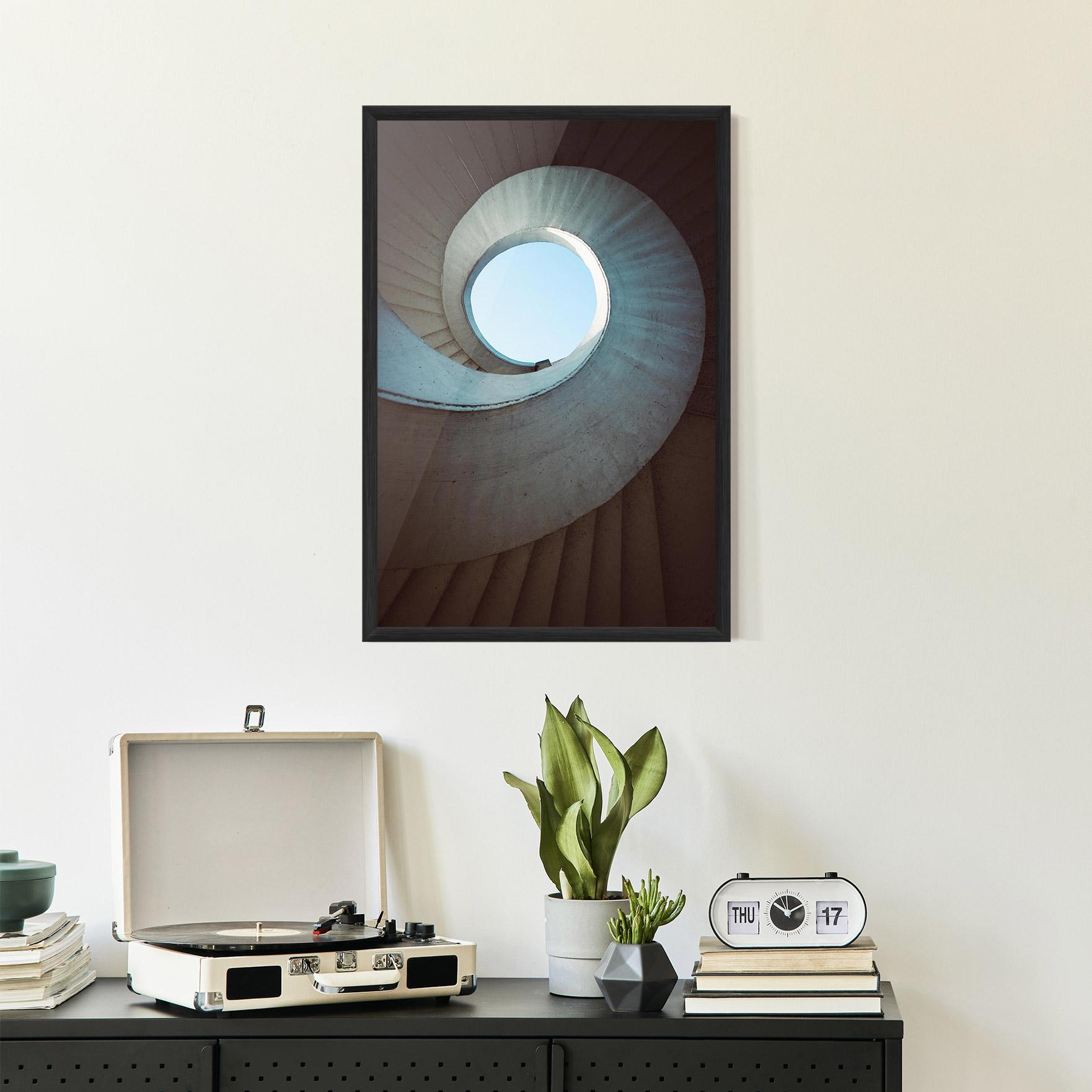 Gerahmte Poster Spiral Cream Stairs mockup 2