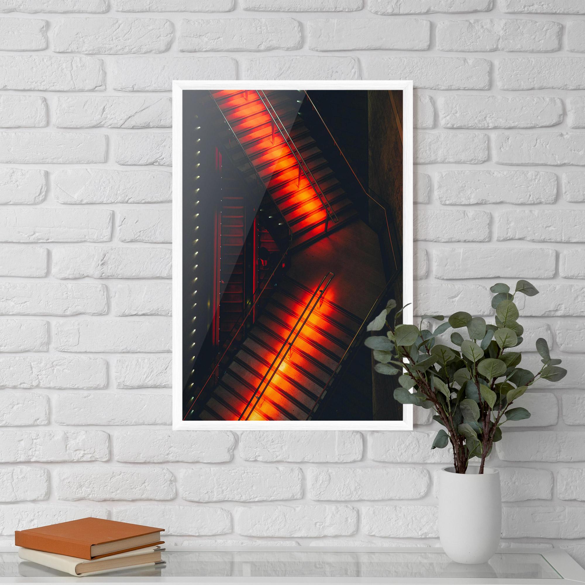 Gerahmte Poster Orange Light Stairs mockup 5