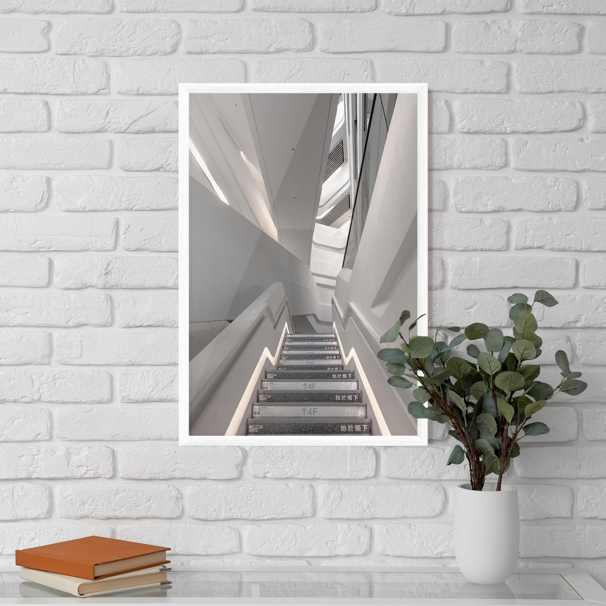 Gerahmte Poster White Line Stairs mockup 5