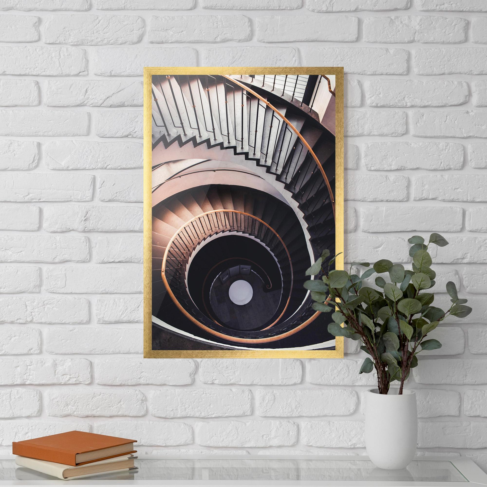 Gerahmte Poster Grey Stairs Spiral mockup 5