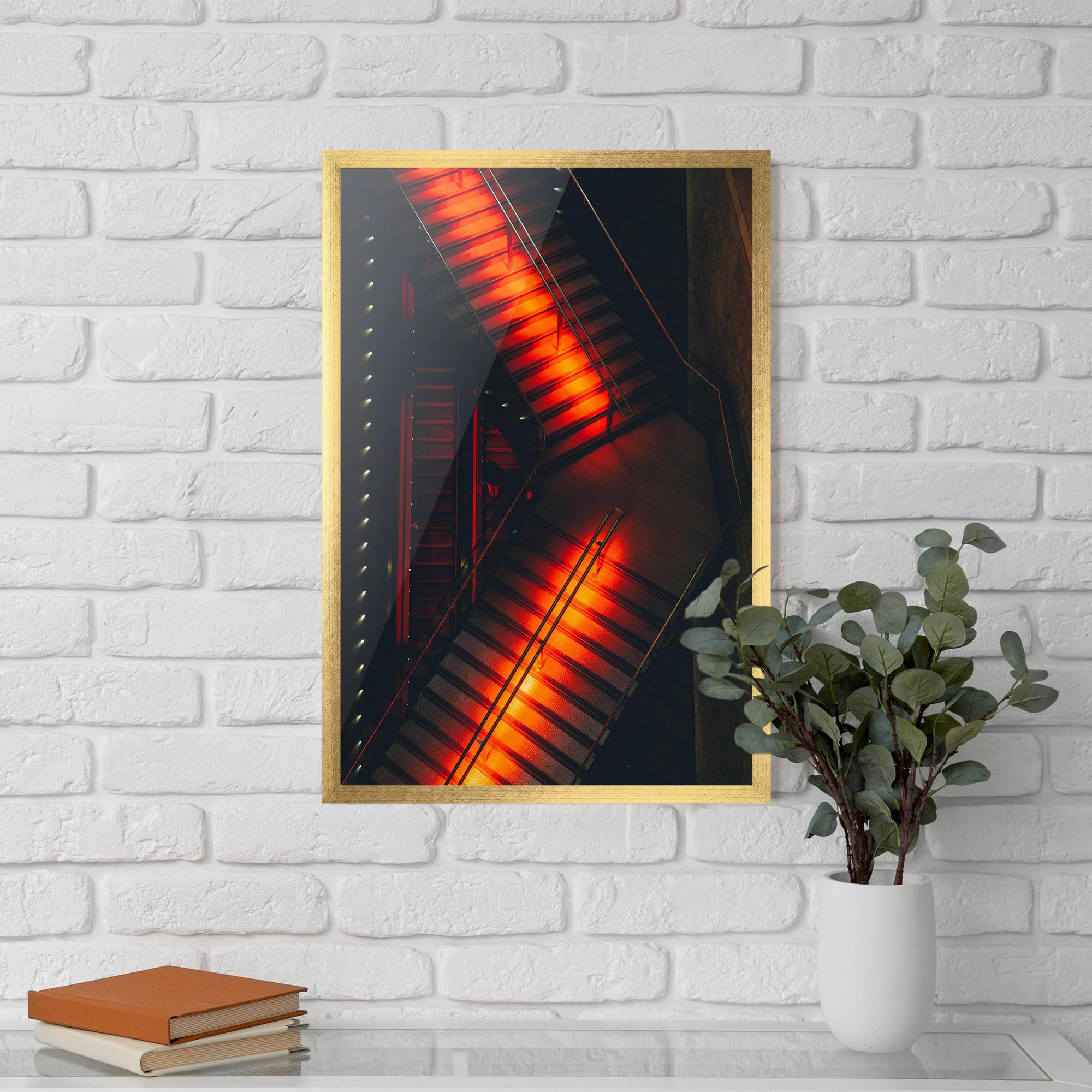 Gerahmte Poster Orange Light Stairs mockup 5