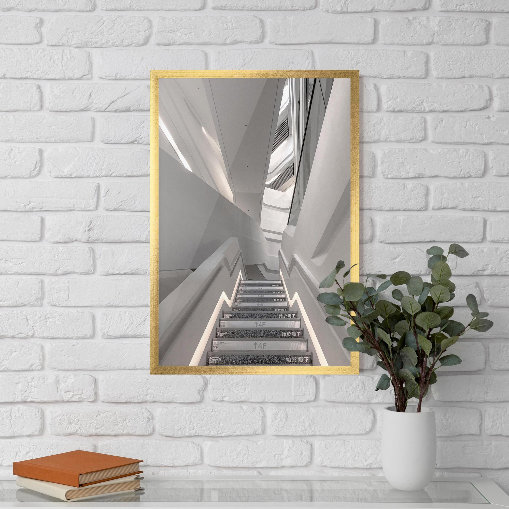 Gerahmte Poster White Line Stairs mockup 5