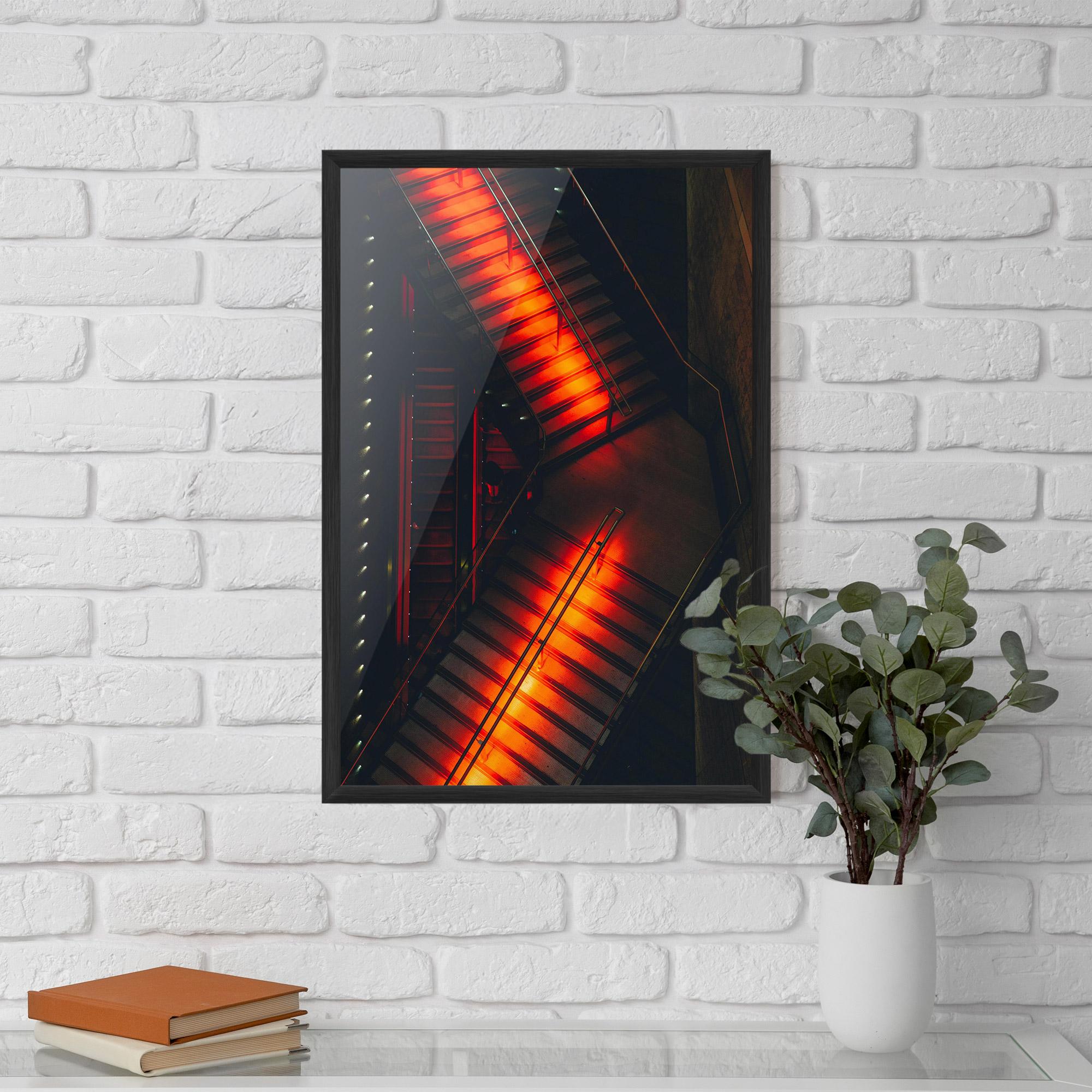 Gerahmte Poster Orange Light Stairs mockup 5