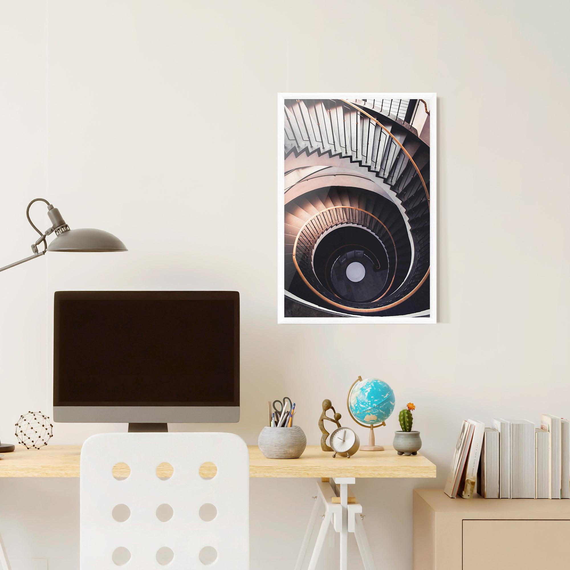 Gerahmte Poster Grey Stairs Spiral mockup 6