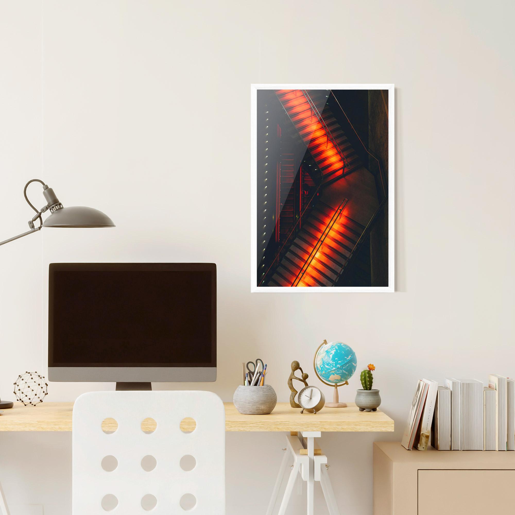 Gerahmte Poster Orange Light Stairs mockup 6