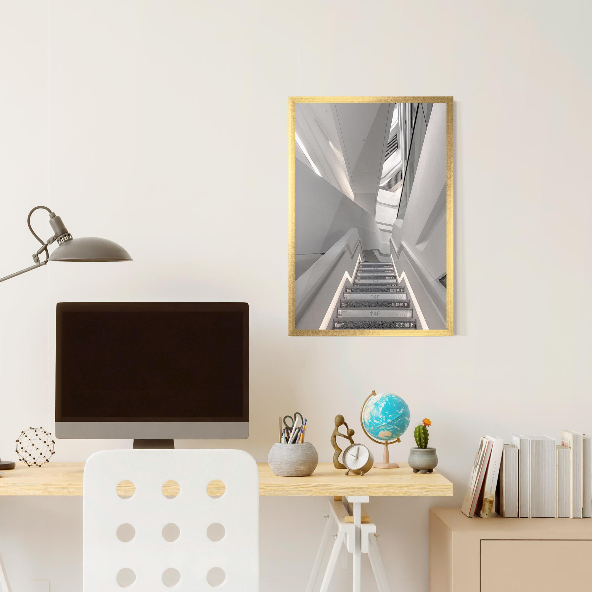 Gerahmte Poster White Line Stairs mockup 6