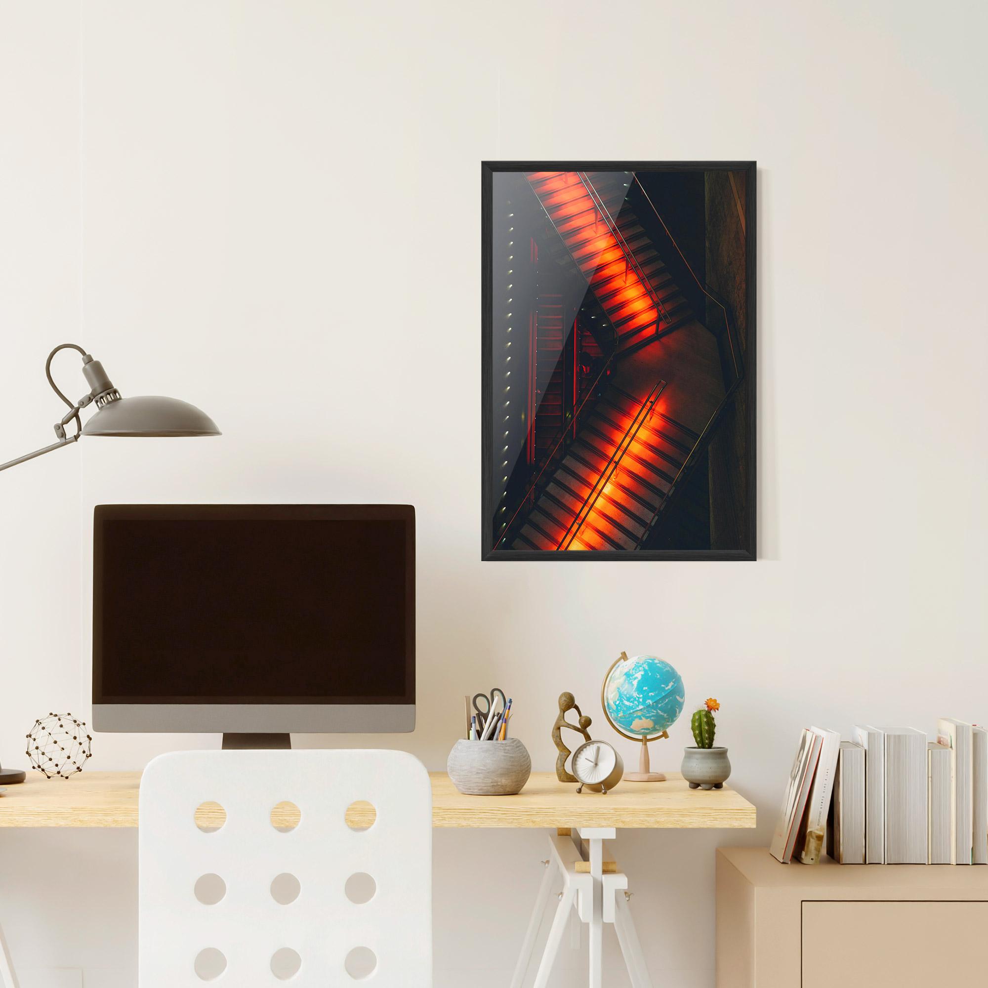Gerahmte Poster Orange Light Stairs mockup 6