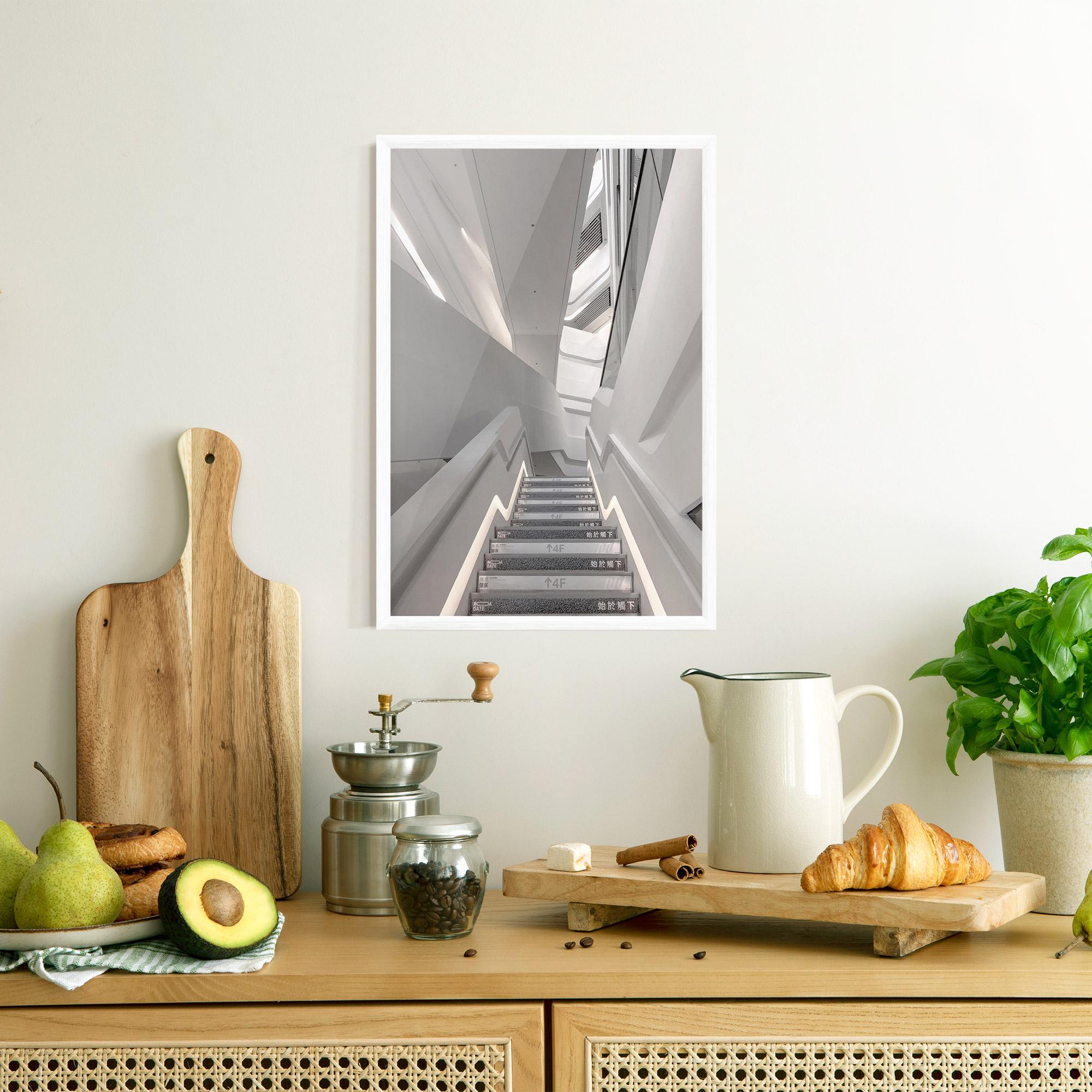 Gerahmte Poster White Line Stairs mockup 8