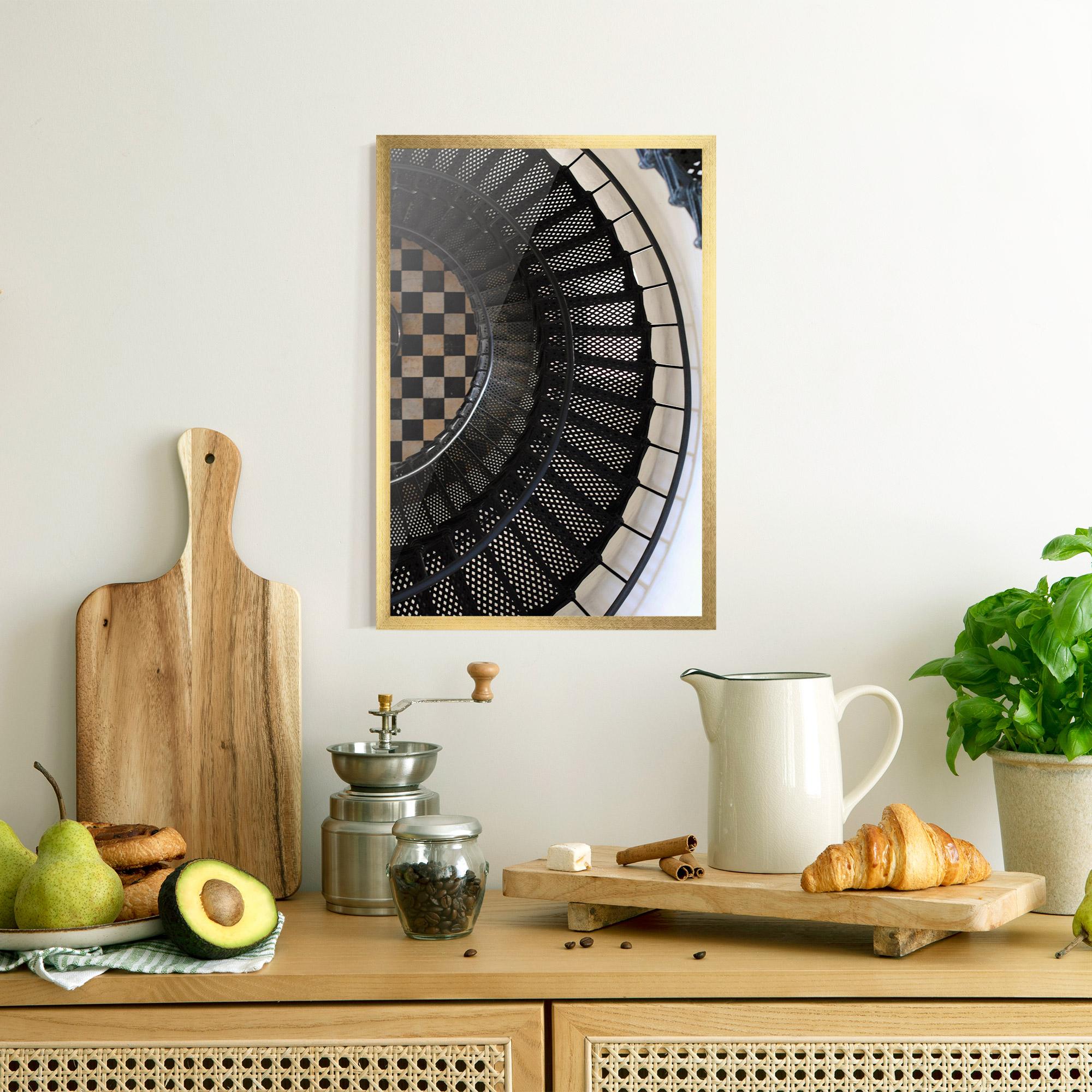 Gerahmte Poster Beautiful Black Stairs mockup 8