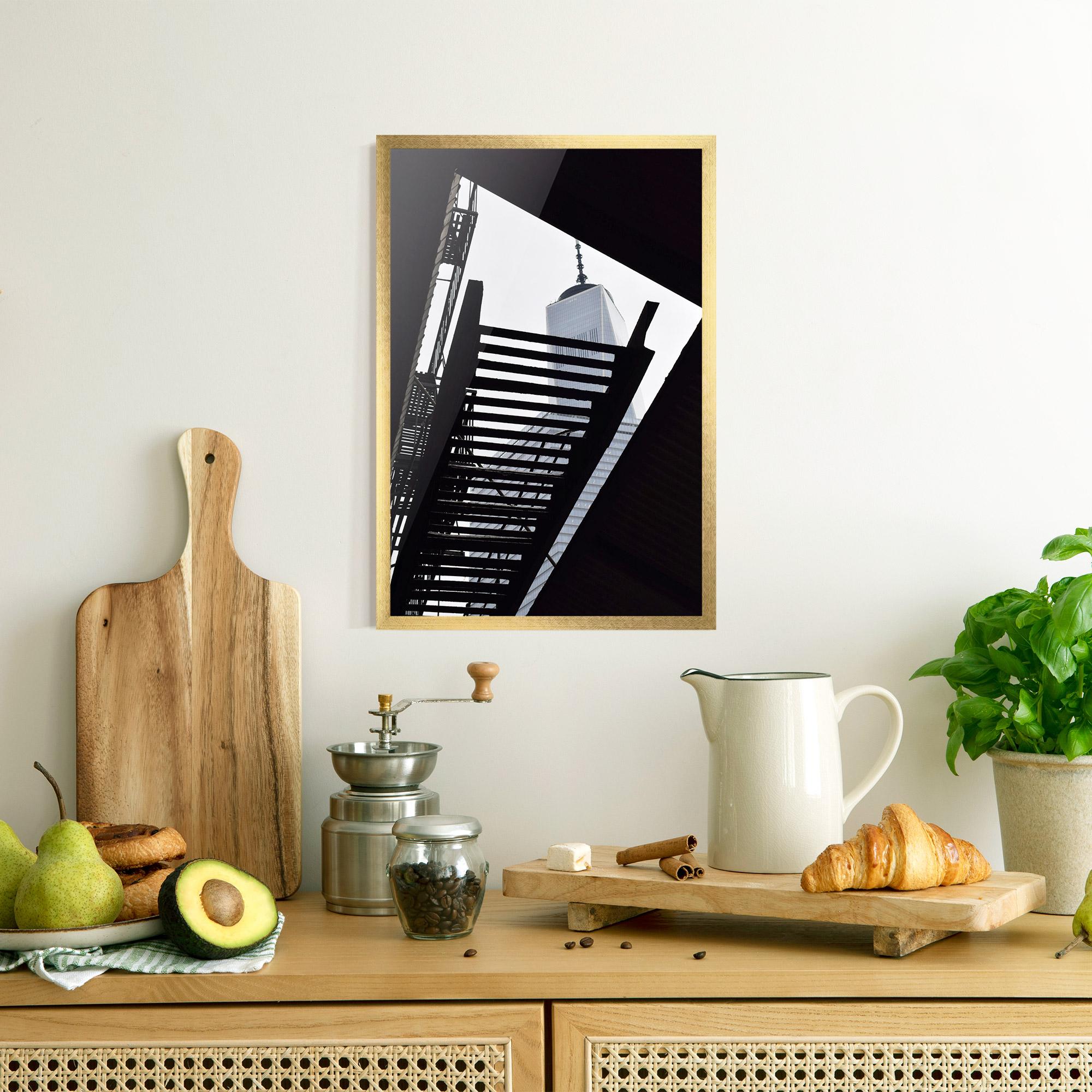 Gerahmte Poster Black Stairs Floating mockup 8