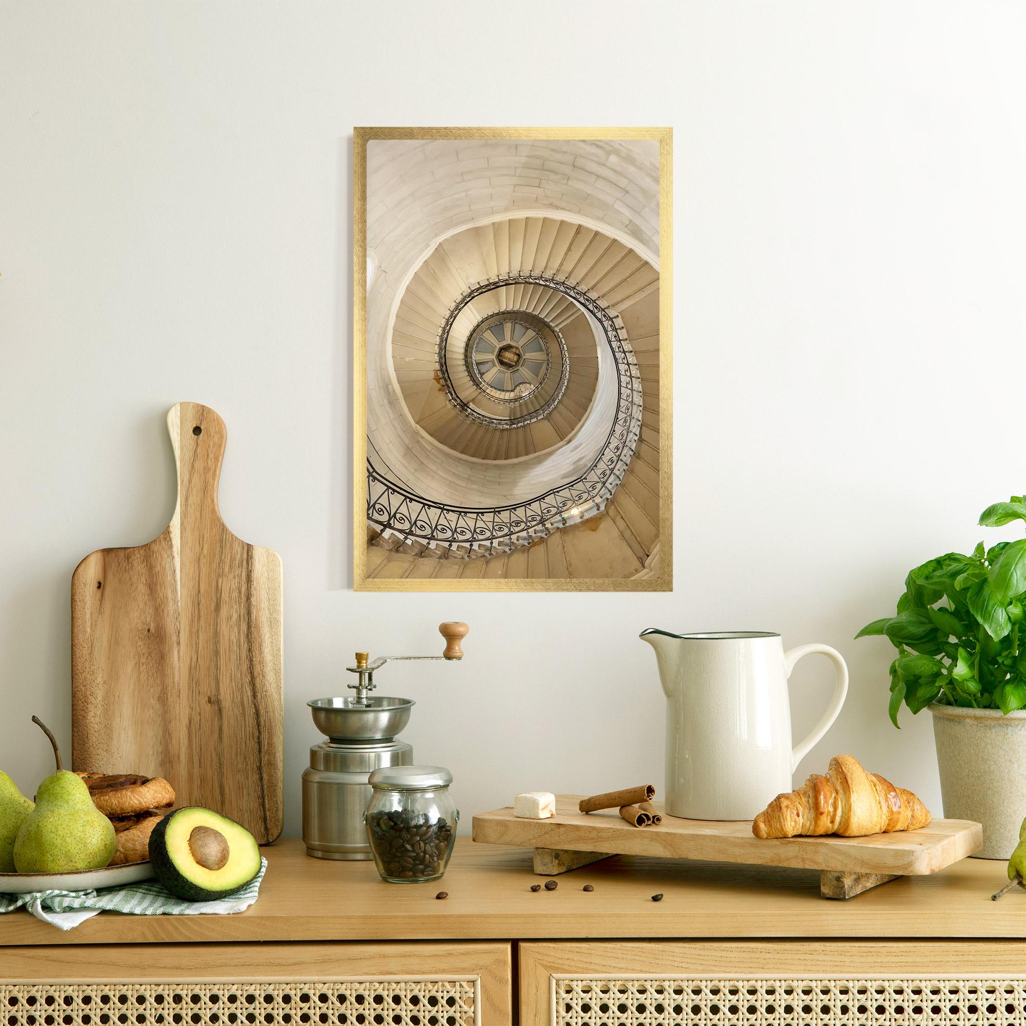 Gerahmte Poster Cream Down Stairs mockup 8