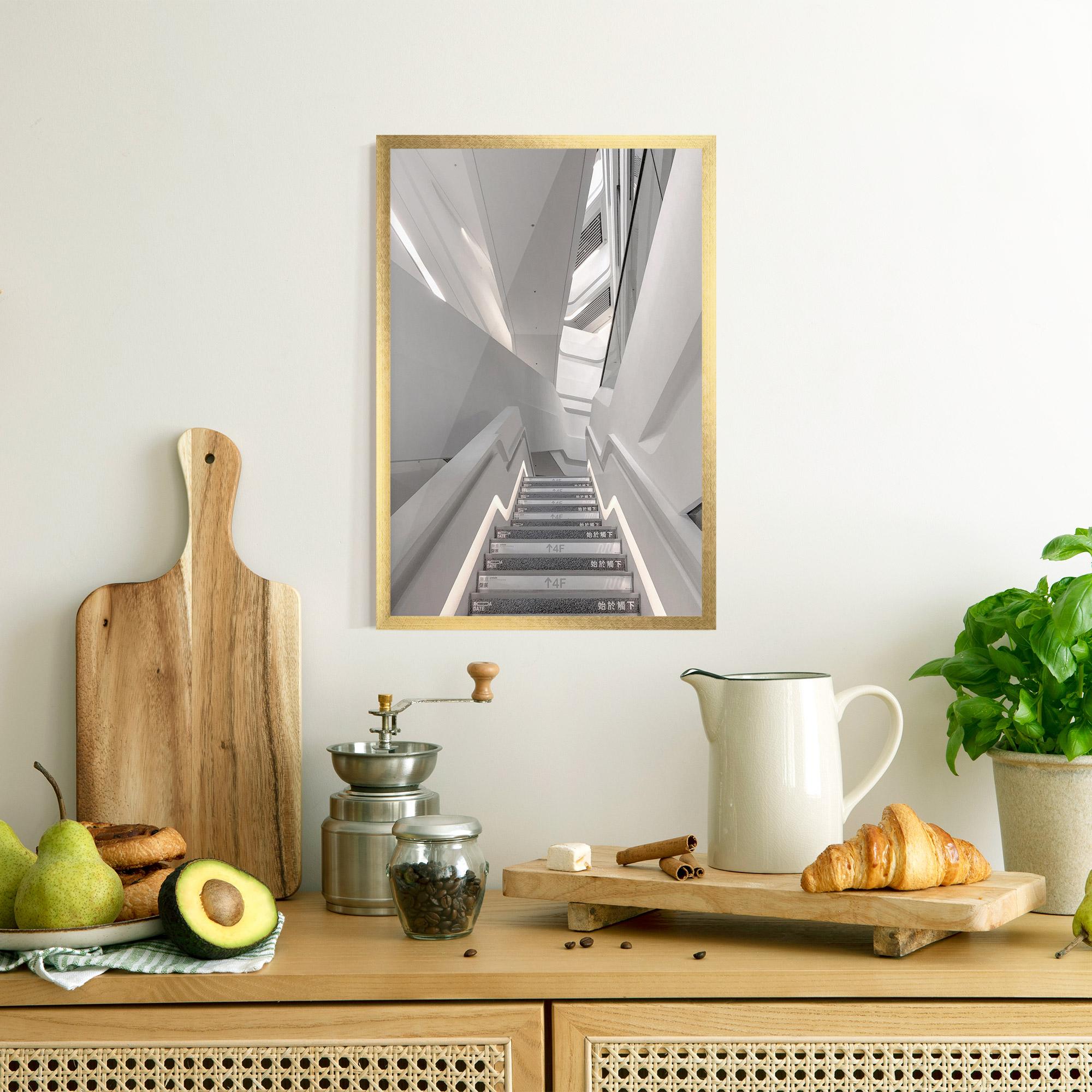 Gerahmte Poster White Line Stairs mockup 8