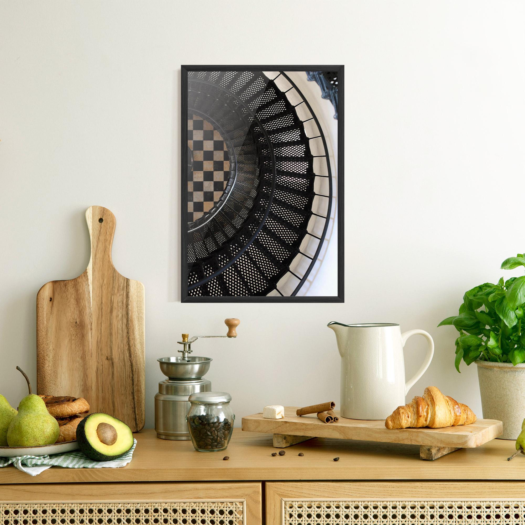 Gerahmte Poster Beautiful Black Stairs mockup 8