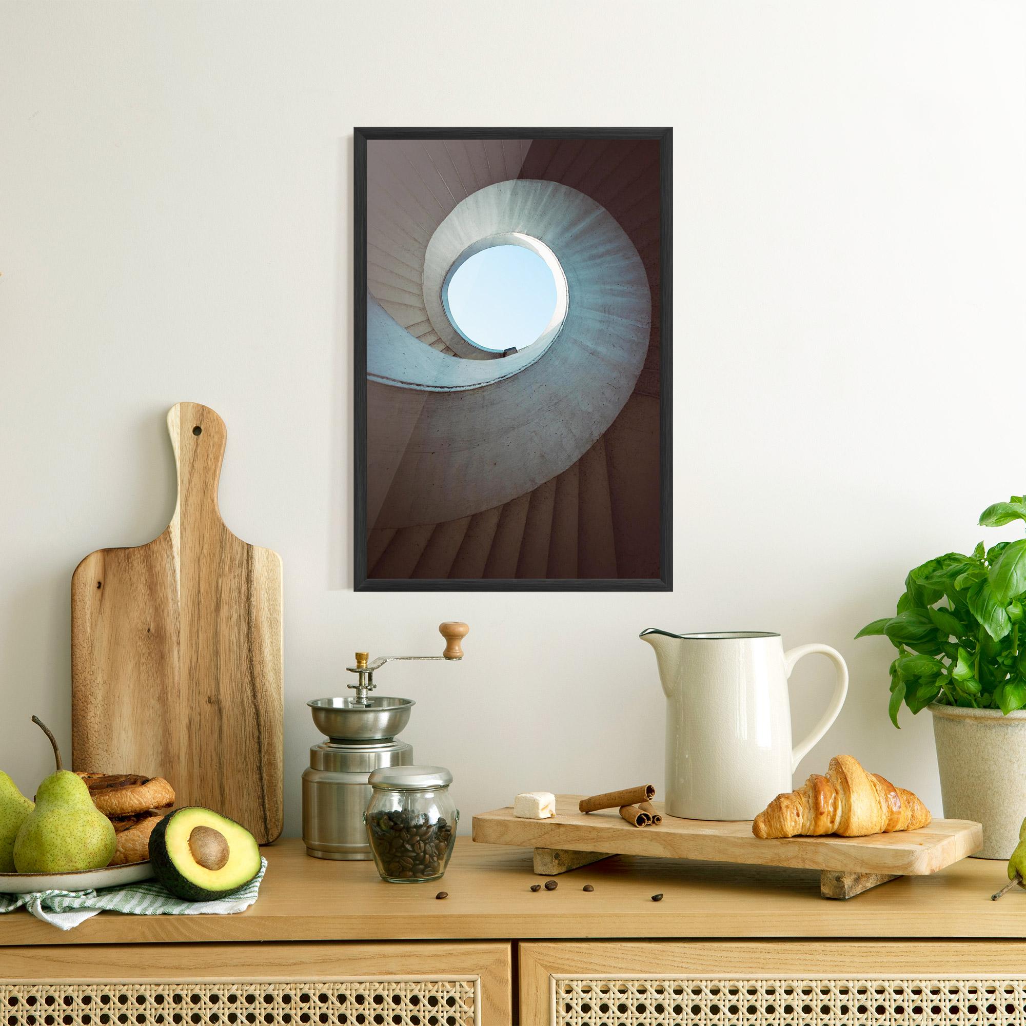 Gerahmte Poster Spiral Cream Stairs mockup 8