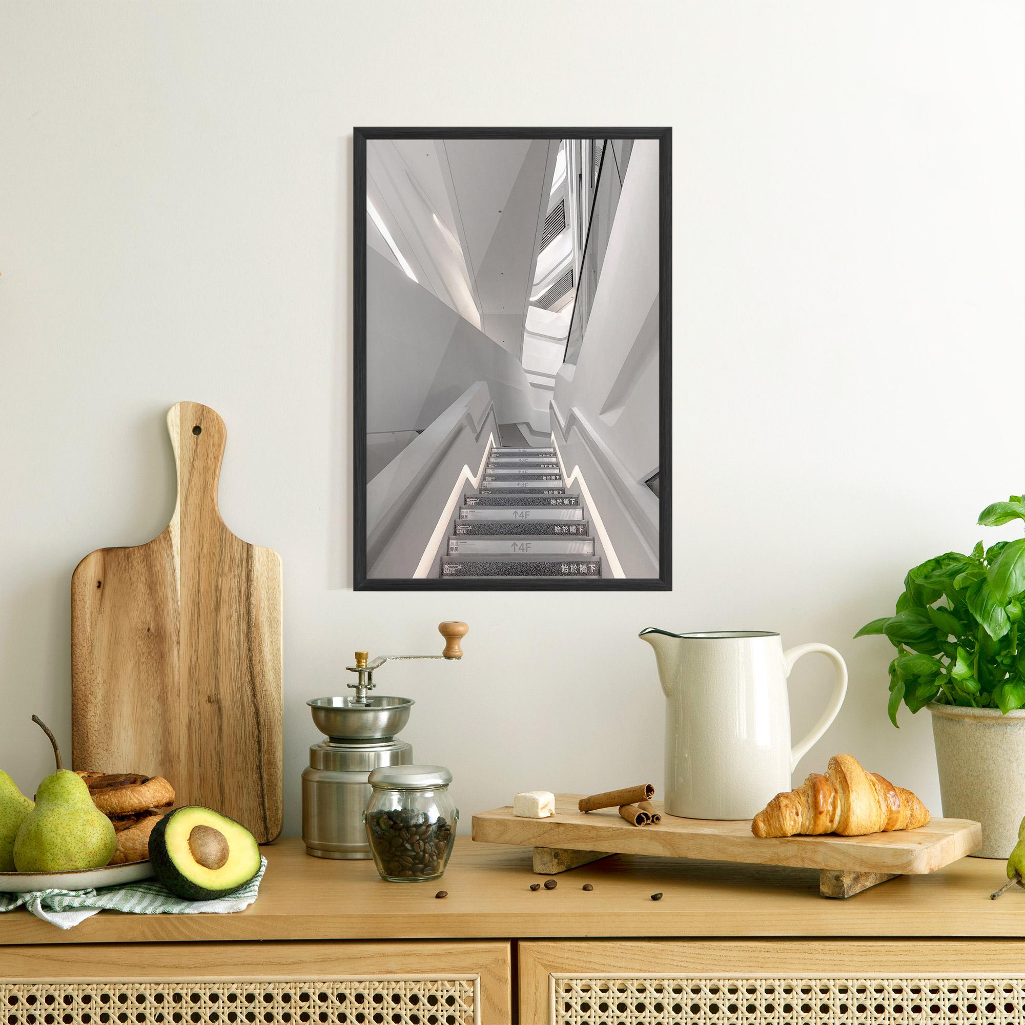Gerahmte Poster White Line Stairs mockup 8