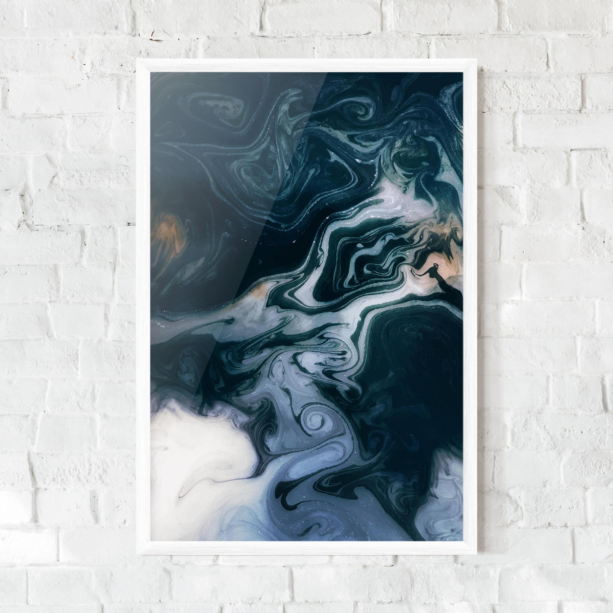 Gerahmte Poster Dark Blue With White mockup 0