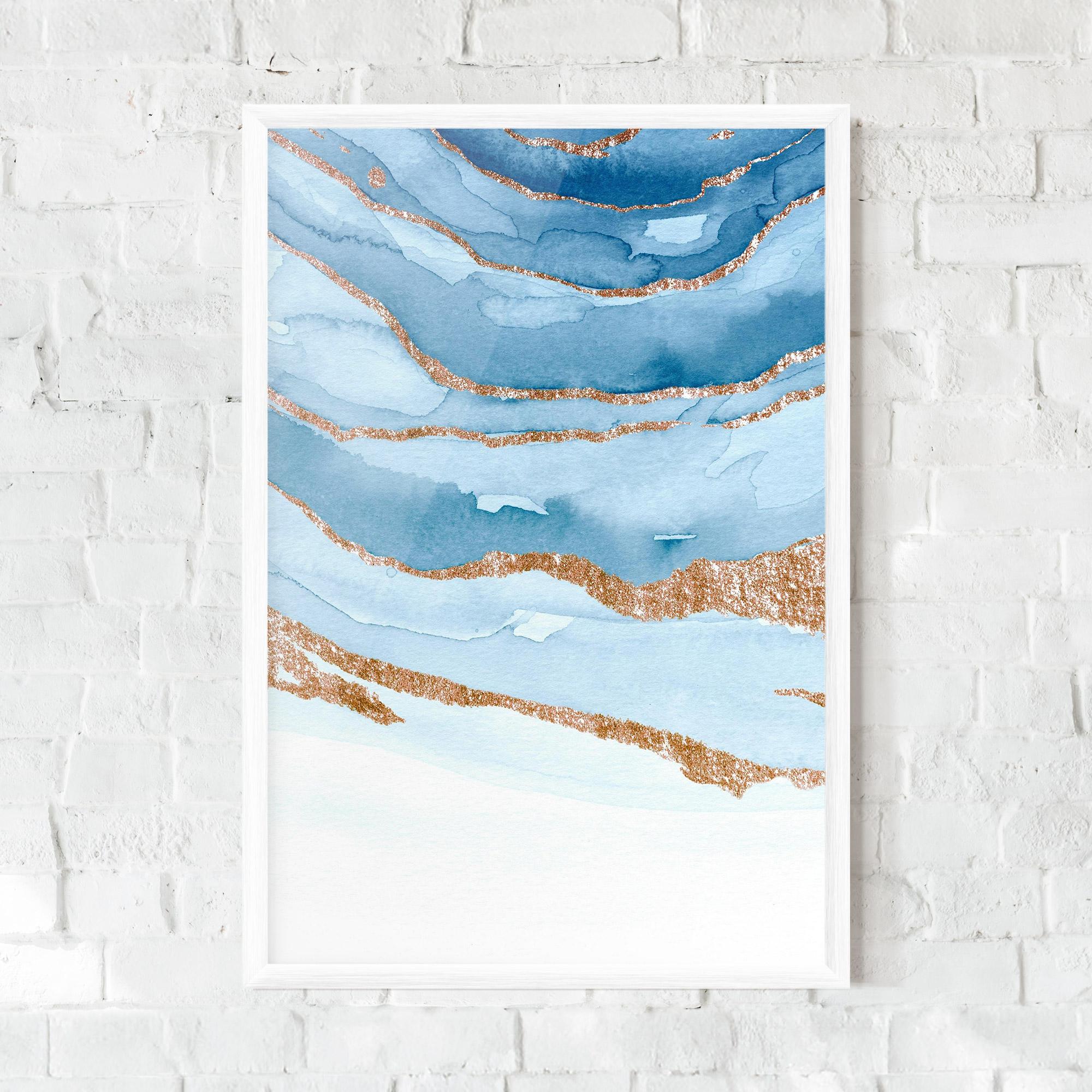 Gerahmte Poster Golden Glitter Blue mockup 0