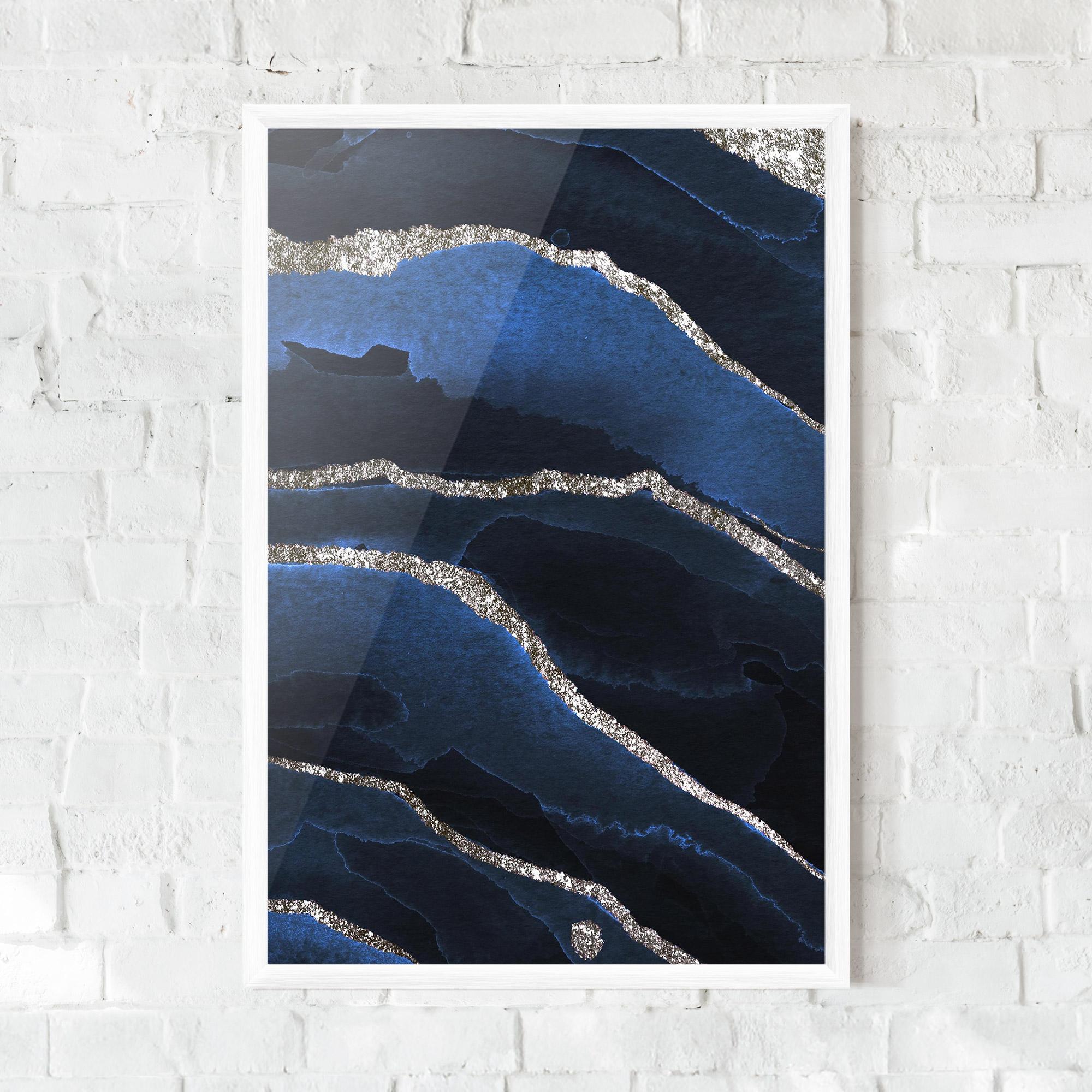 Gerahmte Poster Golden Lines With Blue mockup 0