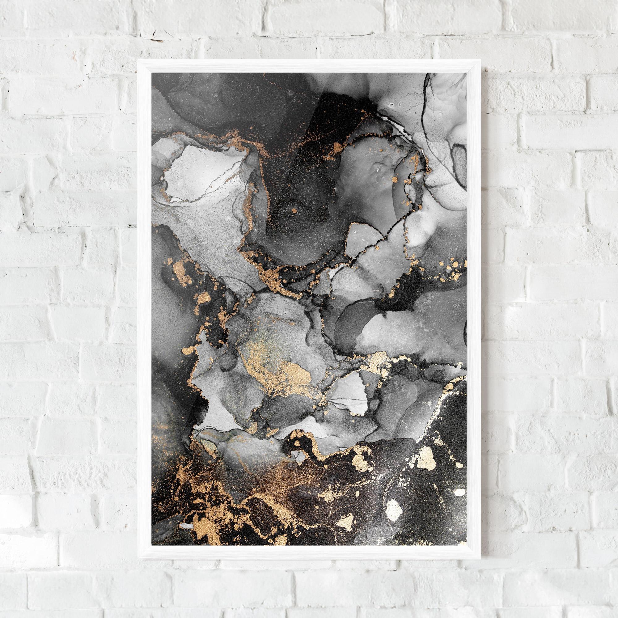 Gerahmte Poster Grey Gold Marble mockup 0
