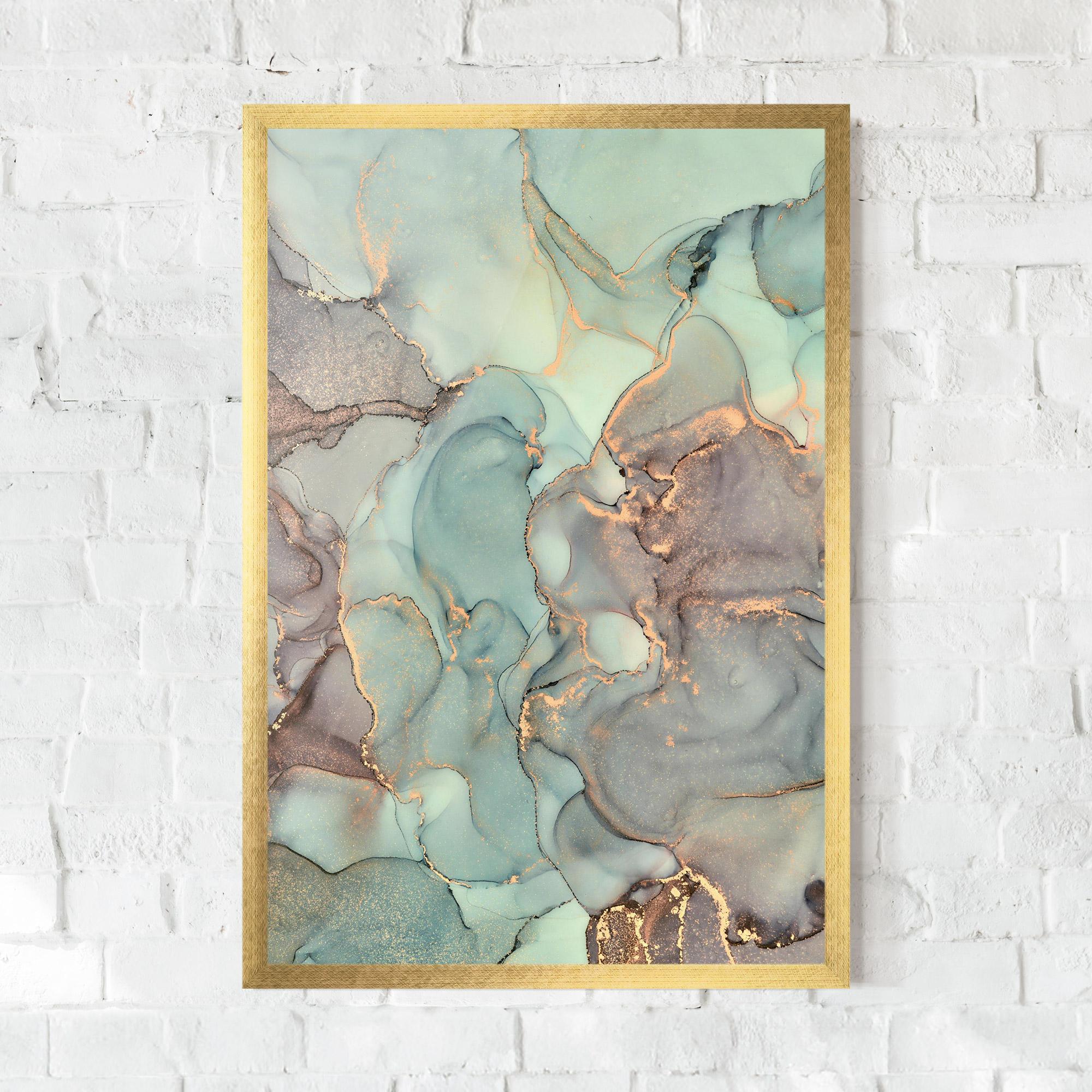 Gerahmte Poster Abstract Turquoise Marble mockup 0