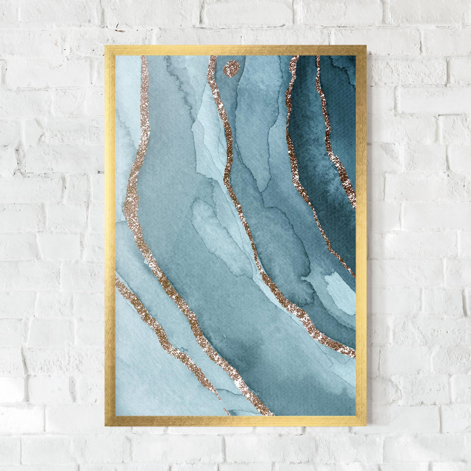 Gerahmte Poster Blue Golden Glitter mockup 0