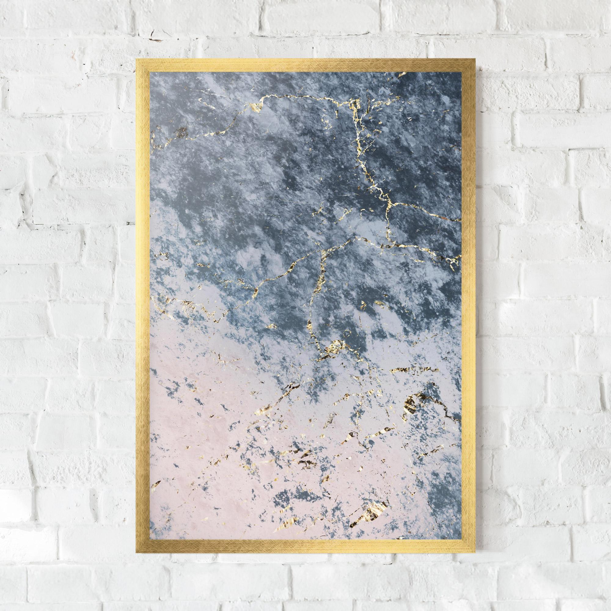 Gerahmte Poster Blue Golden Lines mockup 0