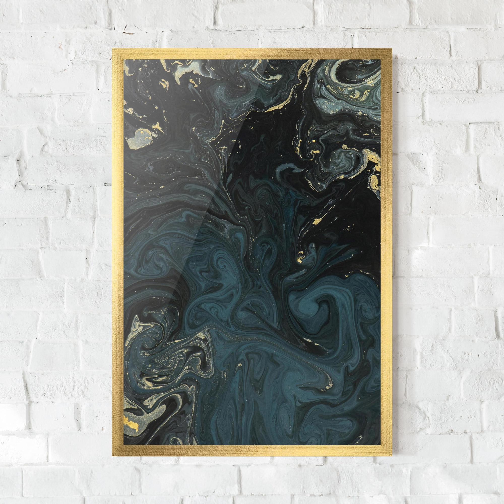 Gerahmte Poster Dark Blue Marble mockup 0