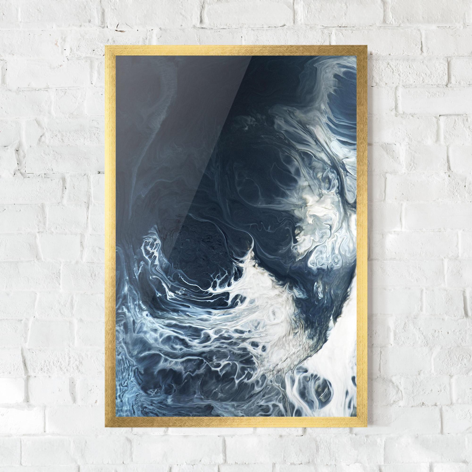 Gerahmte Poster Dark Blue Wave mockup 0